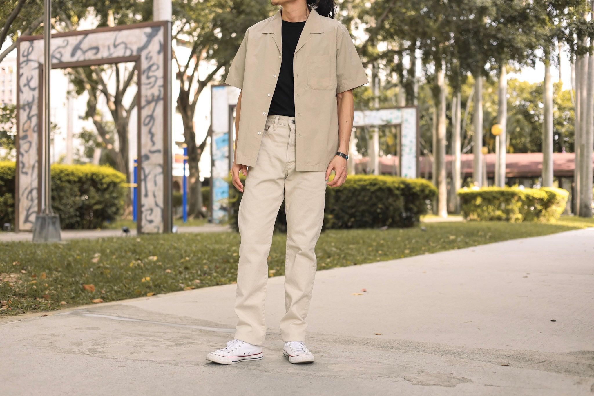 216PQ Californians Pique Straight Jeans／60年代復古象牙白高腰修身直筒褲