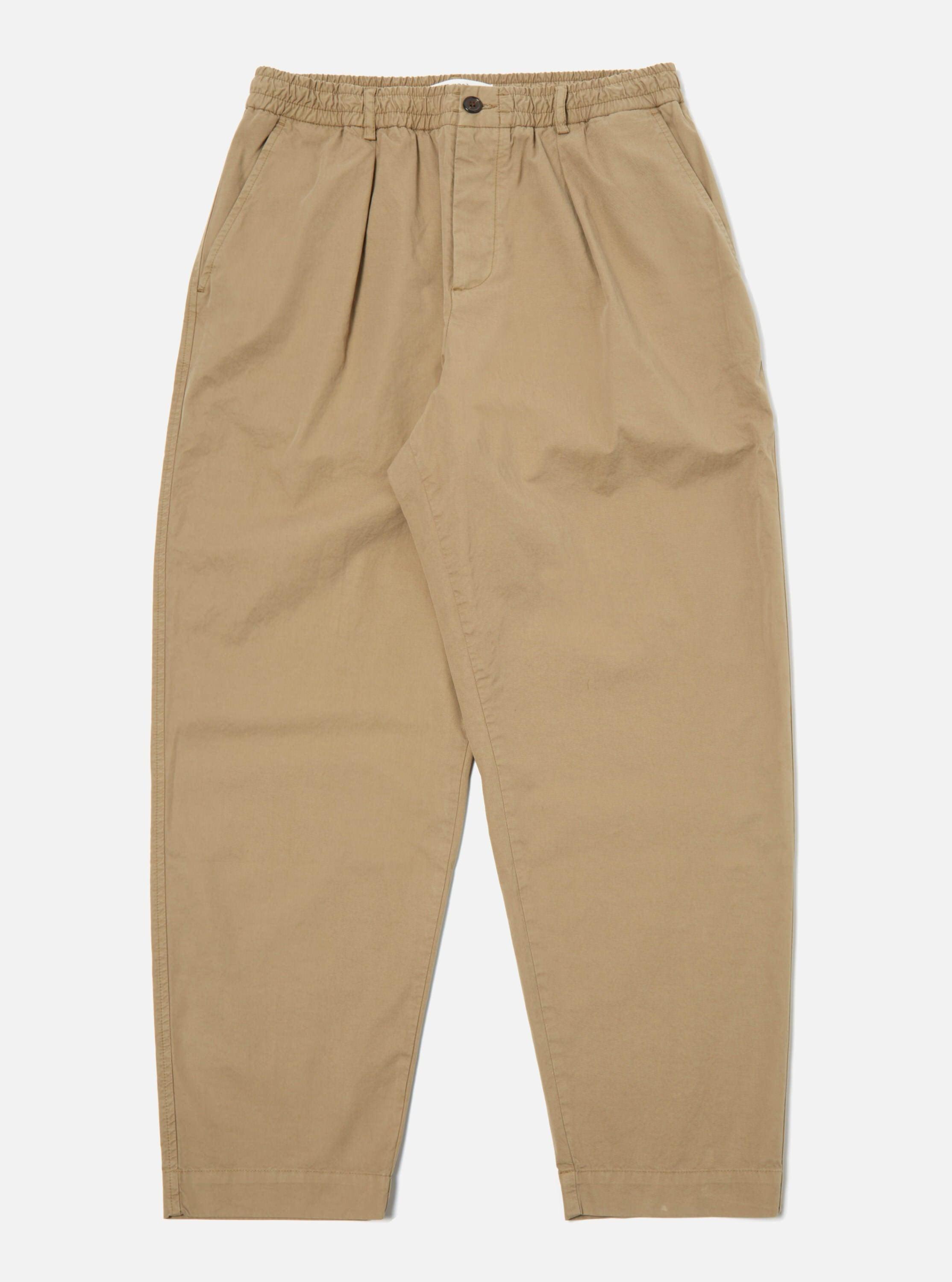 Pleated Track Pant Sand Organic Utility Cotton 極細緻棉布寬鬆直筒