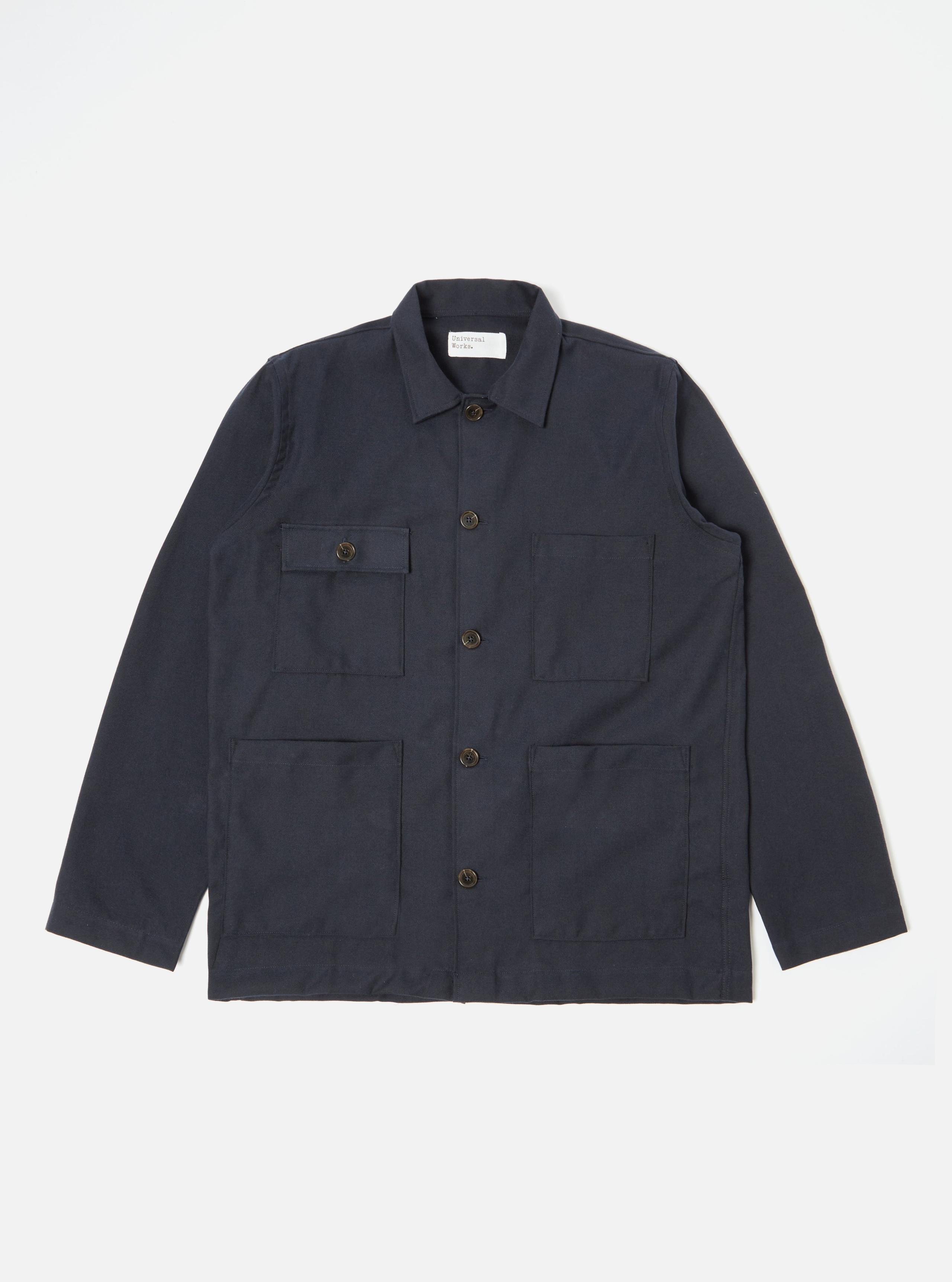 Dockside Overshirt Navy Cotton/Wool Twill 棉毛混紡細緻斜紋休閒夾克