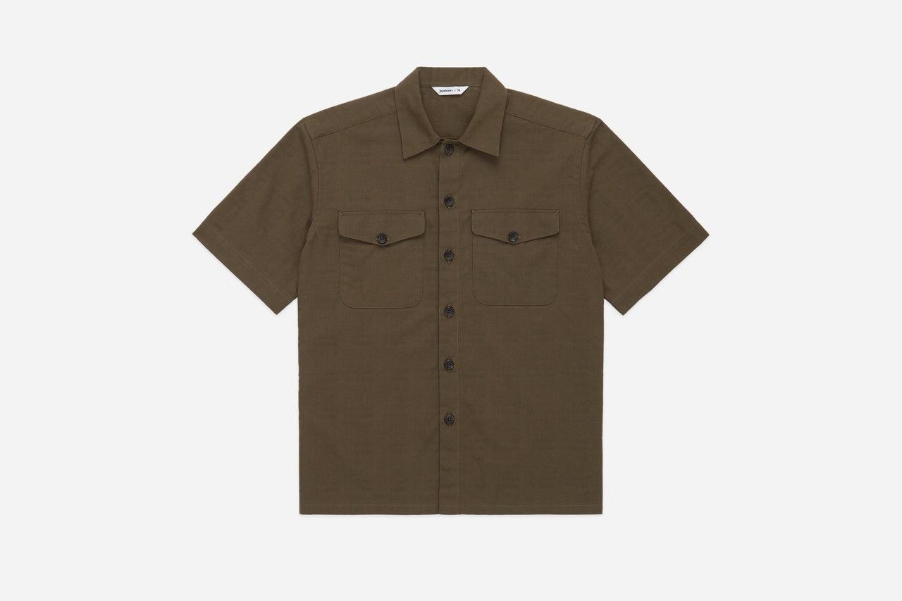 Safari Shirt Drab Barkcloth 褐色樹皮布獵遊襯衫