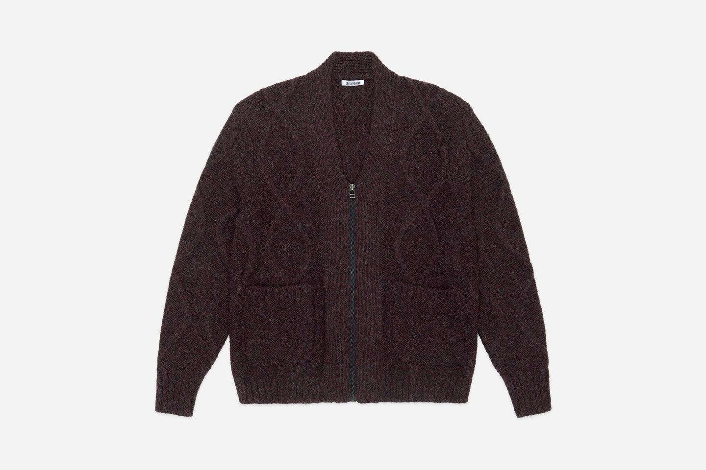Alpaca Liner Cardigan Bordeaux 波爾多酒紅羊駝毛開襟衫