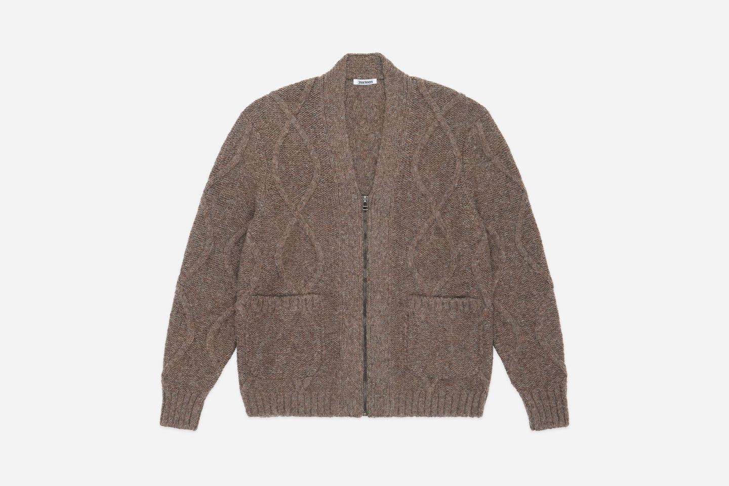 Alpaca Liner Cardigan Oak 老橡樹色開襟羊駝毛衫