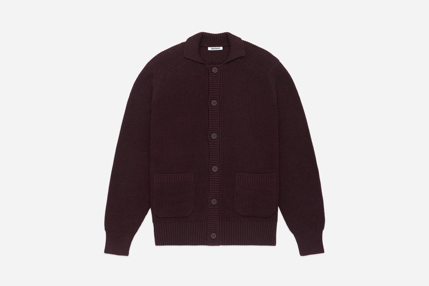 Pima Cotton Collared Cardigan Burgundy / 頂級匹馬棉 立領開襟衫