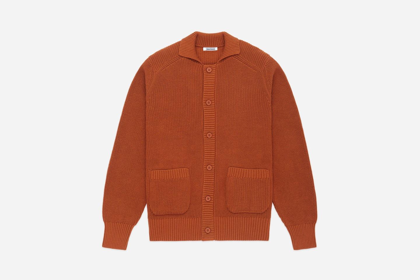 Pima Cotton Collared Cardigan Rust / 頂級匹馬棉 立領開襟衫