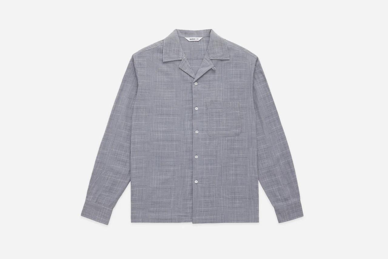 Loop Collar Shirt Graphite Crosshatch / 手織布料 斷線十字紋 開領襯衫 石墨灰