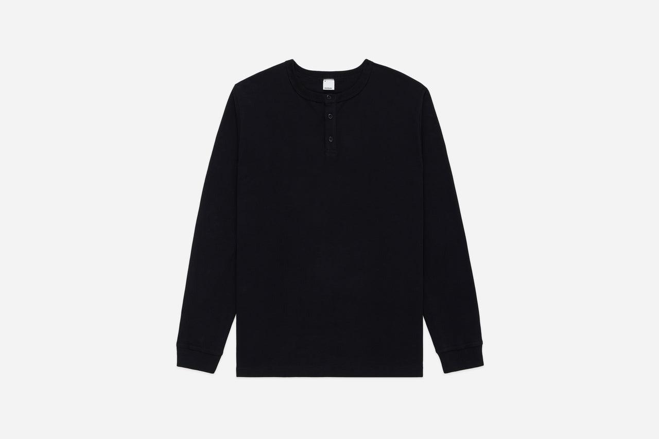 Long Sleeve Henley Black 黑色重磅亨利領長袖