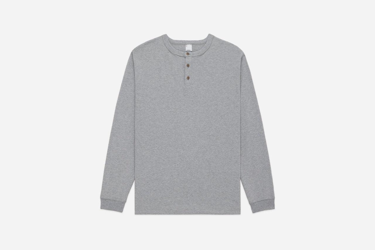 Long Sleeve Henley Heather Grey 灰色重磅亨利領長袖