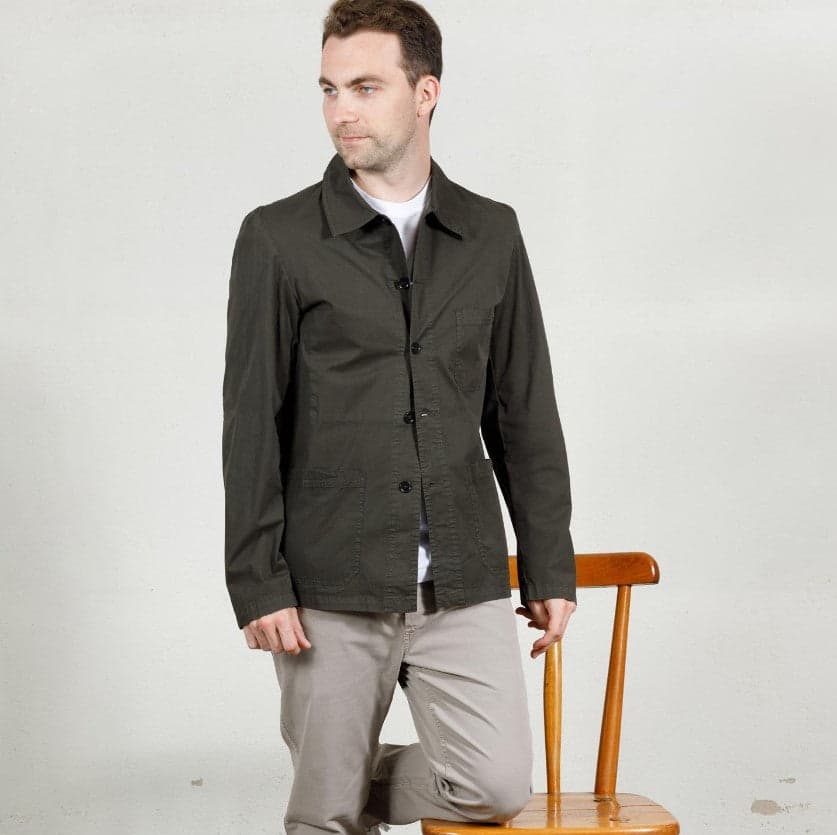 French Workwear 4N97/5 Light Canvas Jacket KHAKI 深綠卡其輕磅帆布工裝夾克