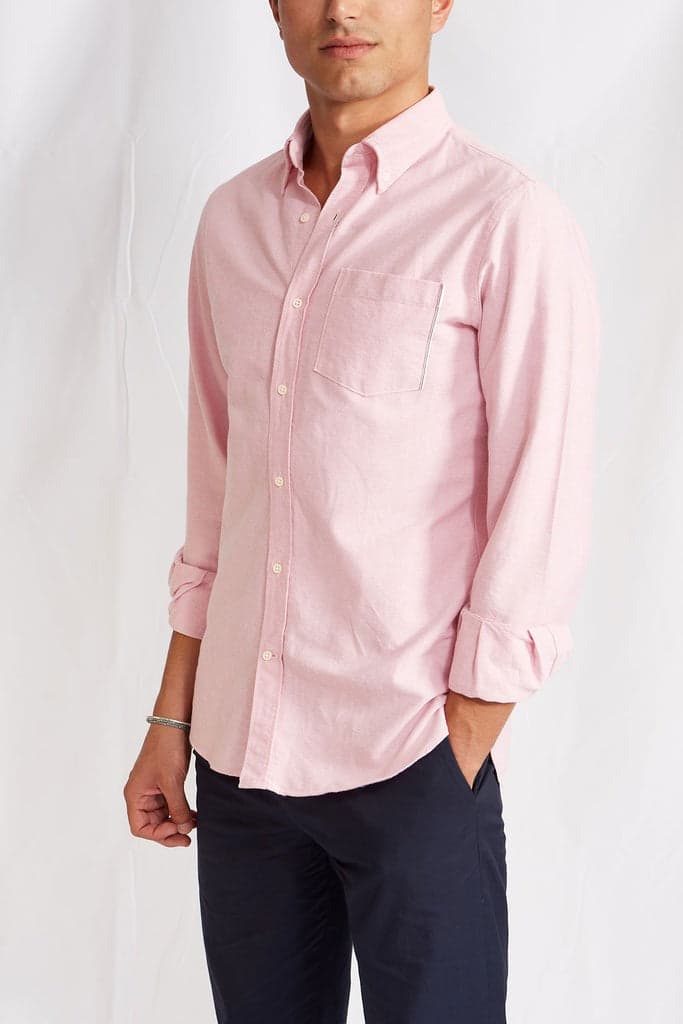 Garments】BD 1112 Pale Pink Selvedge Oxford 褪粉色赤耳布邊牛津襯衫