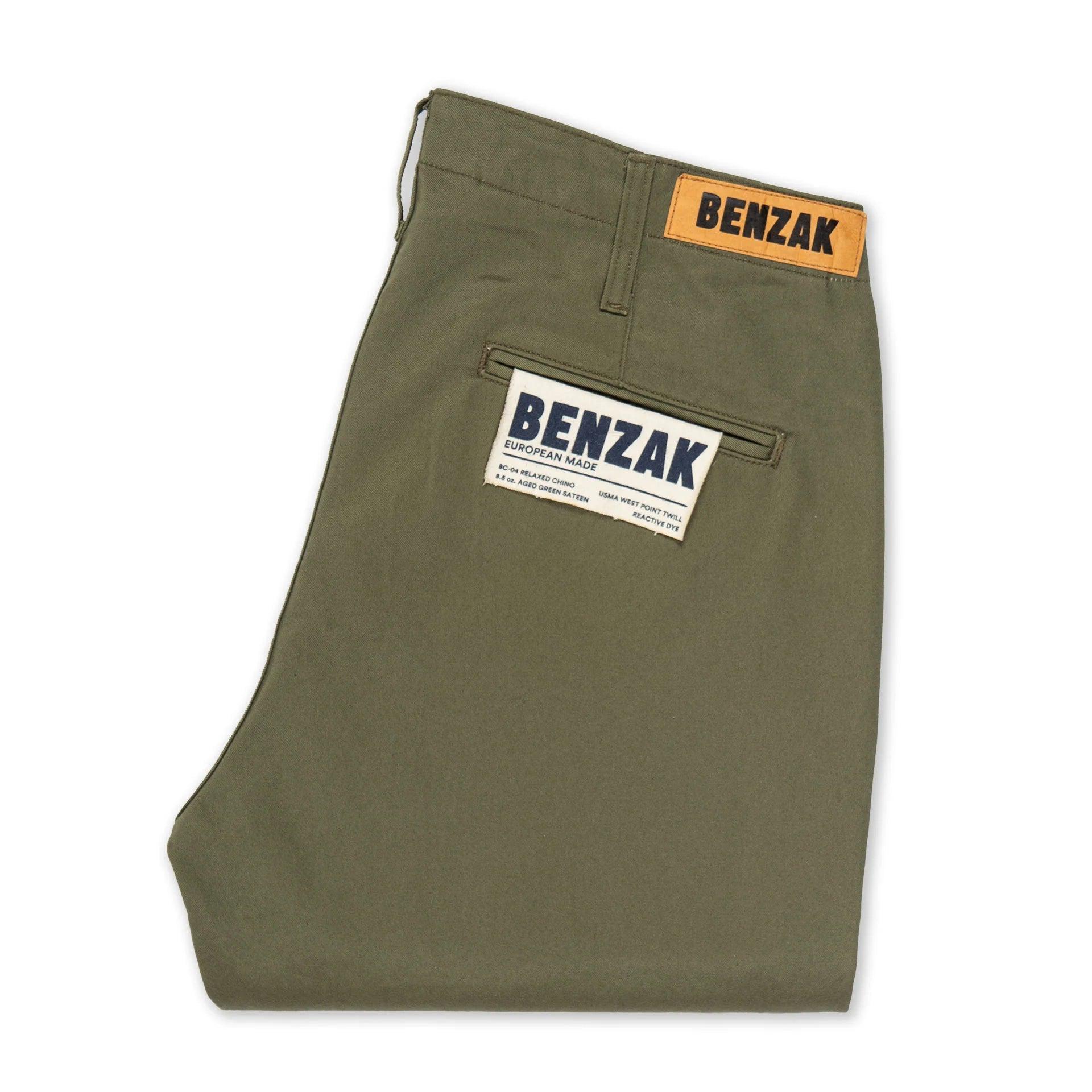 BC-04 RELAXED CHINO 8.5 oz. aged green sateen twill / 寬鬆錐形 復古綠 薄款軍用沙丁布