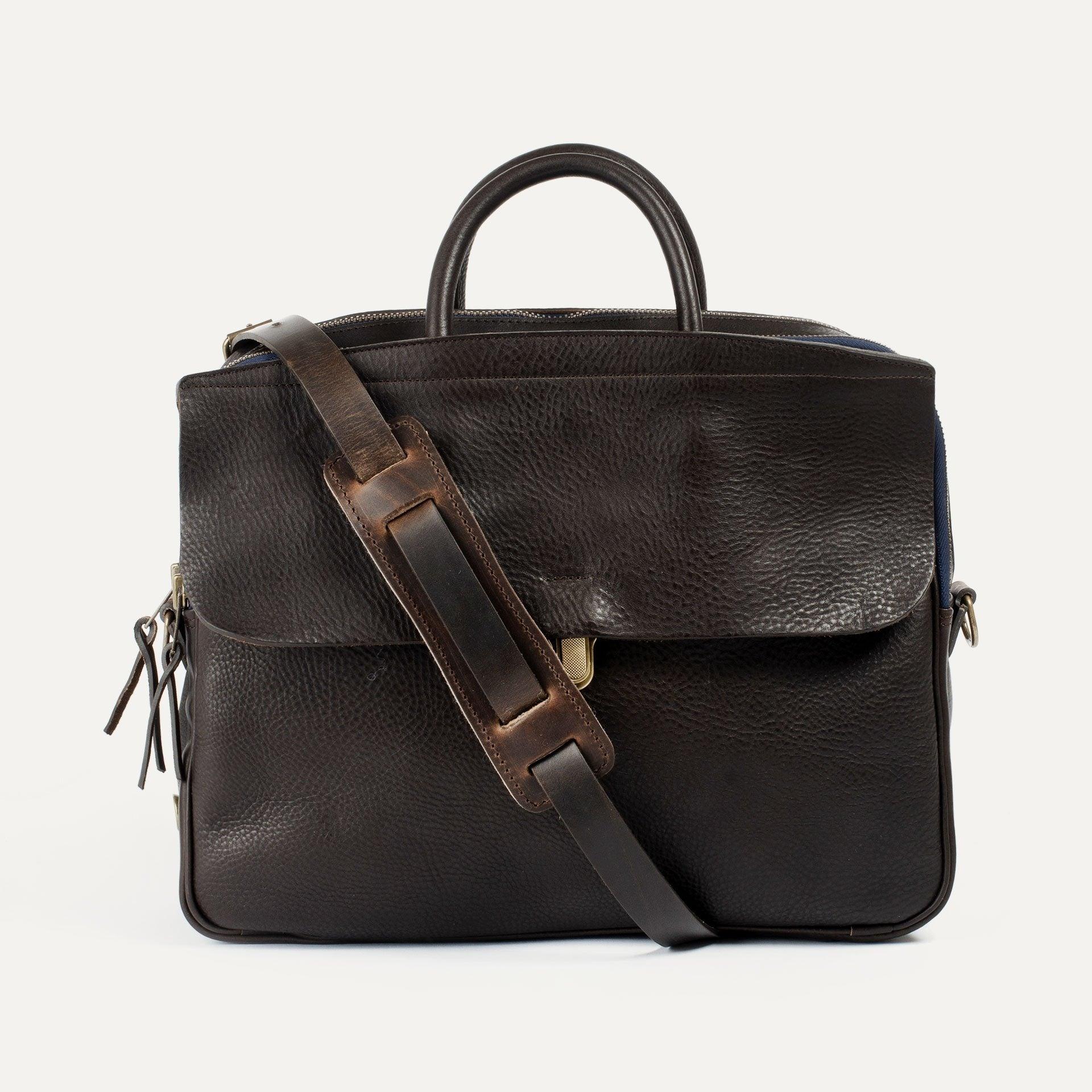 Zeppo Business Bag Dark Brown 澤波深咖啡皮革雙層商務肩背包