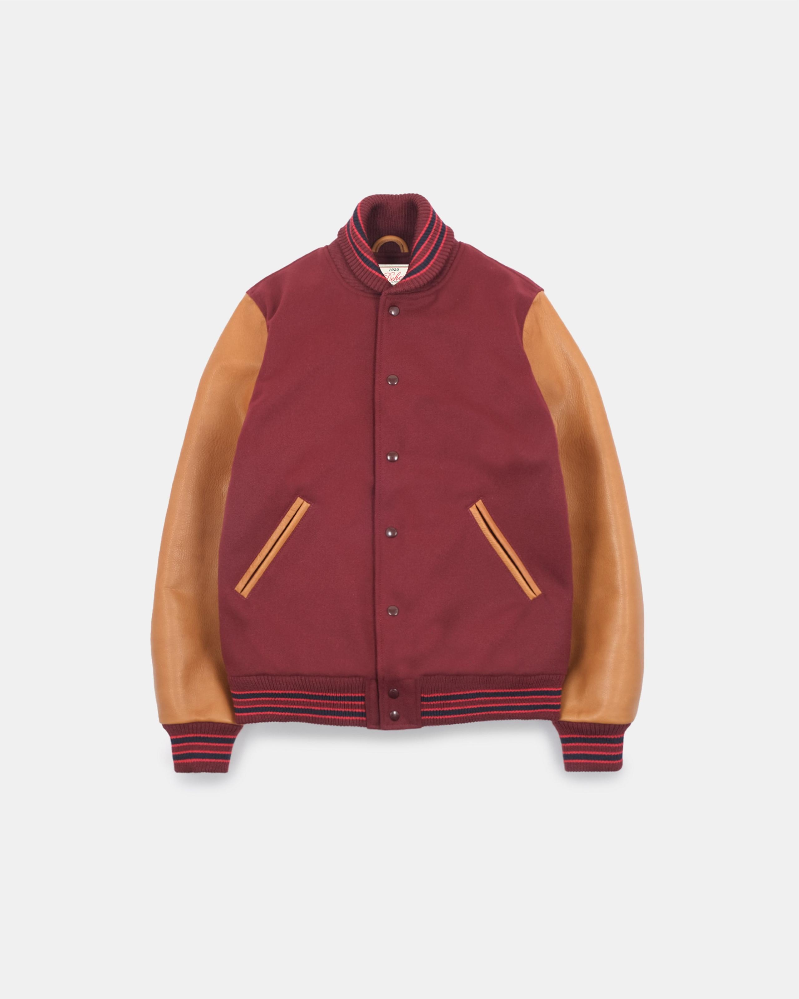 1920】Varsity Jacket - Burgundy, Navy & Scarlet, Rust 校隊外套酒紅拼接鏽色皮袖