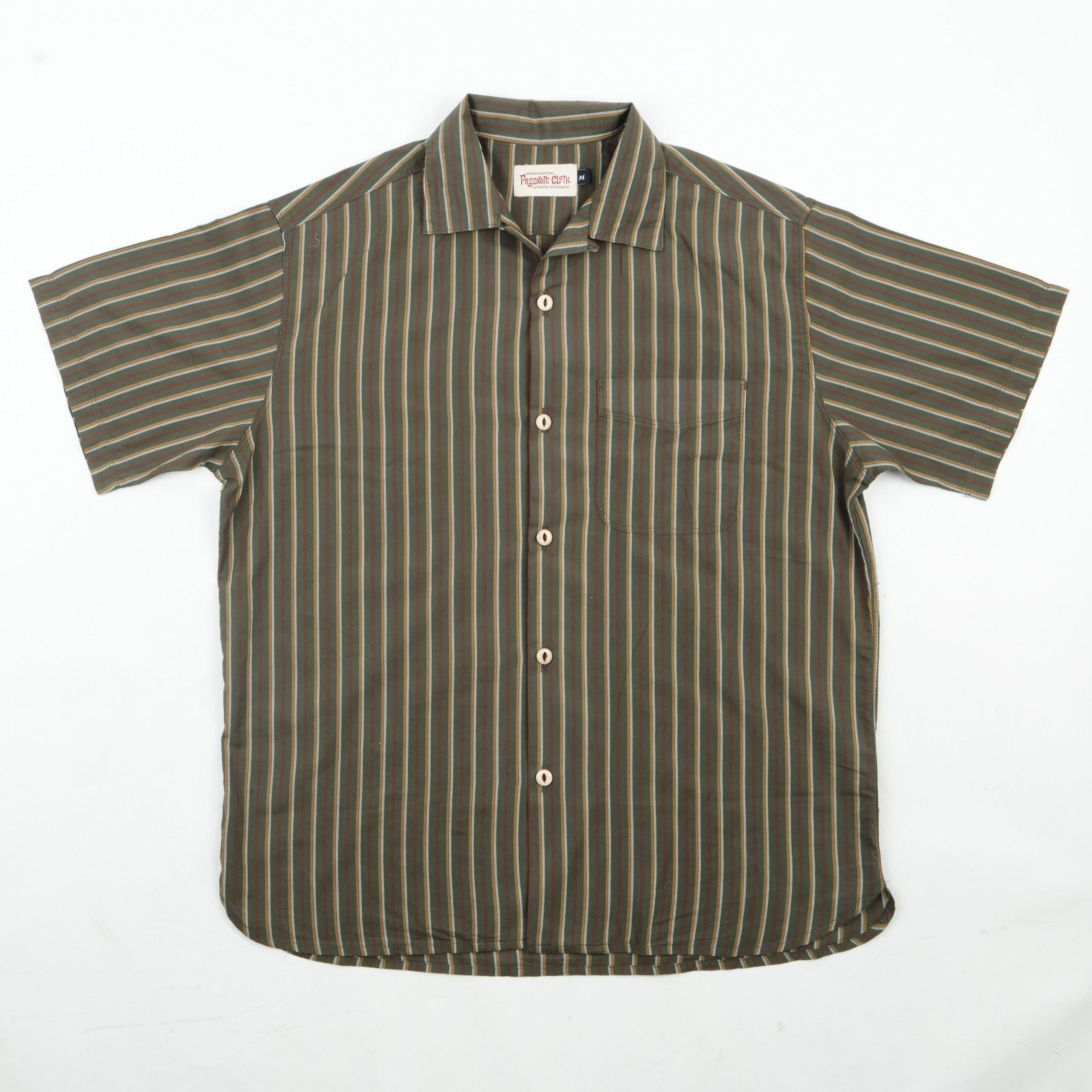 Hawaiian Olive Stripe 真絲混紡條文夏威夷襯衫