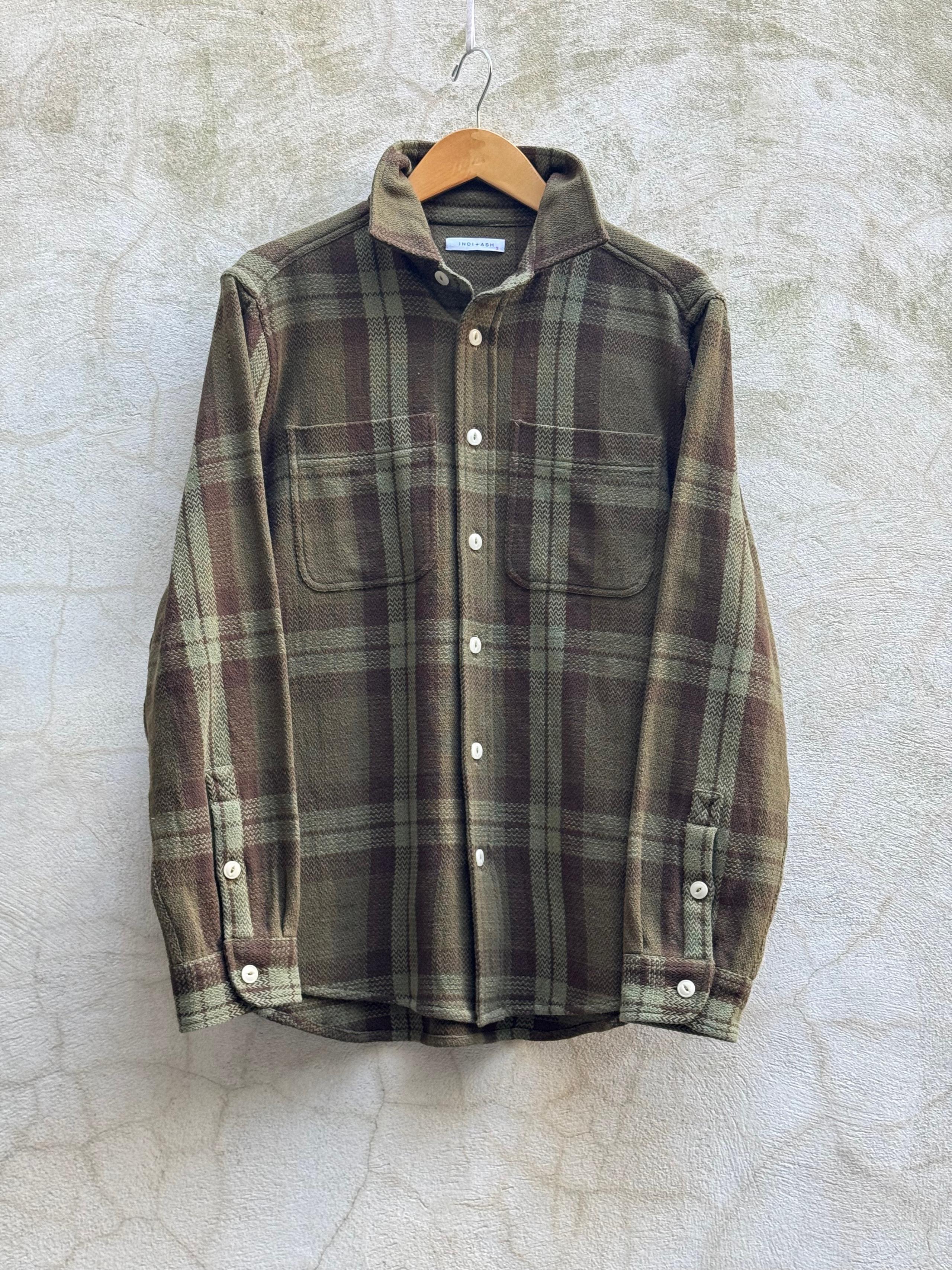 【INDI+ASH】AMES WORKSHIRT Forest Shadow Plaid 余甘子色天然手染手織格紋襯衫