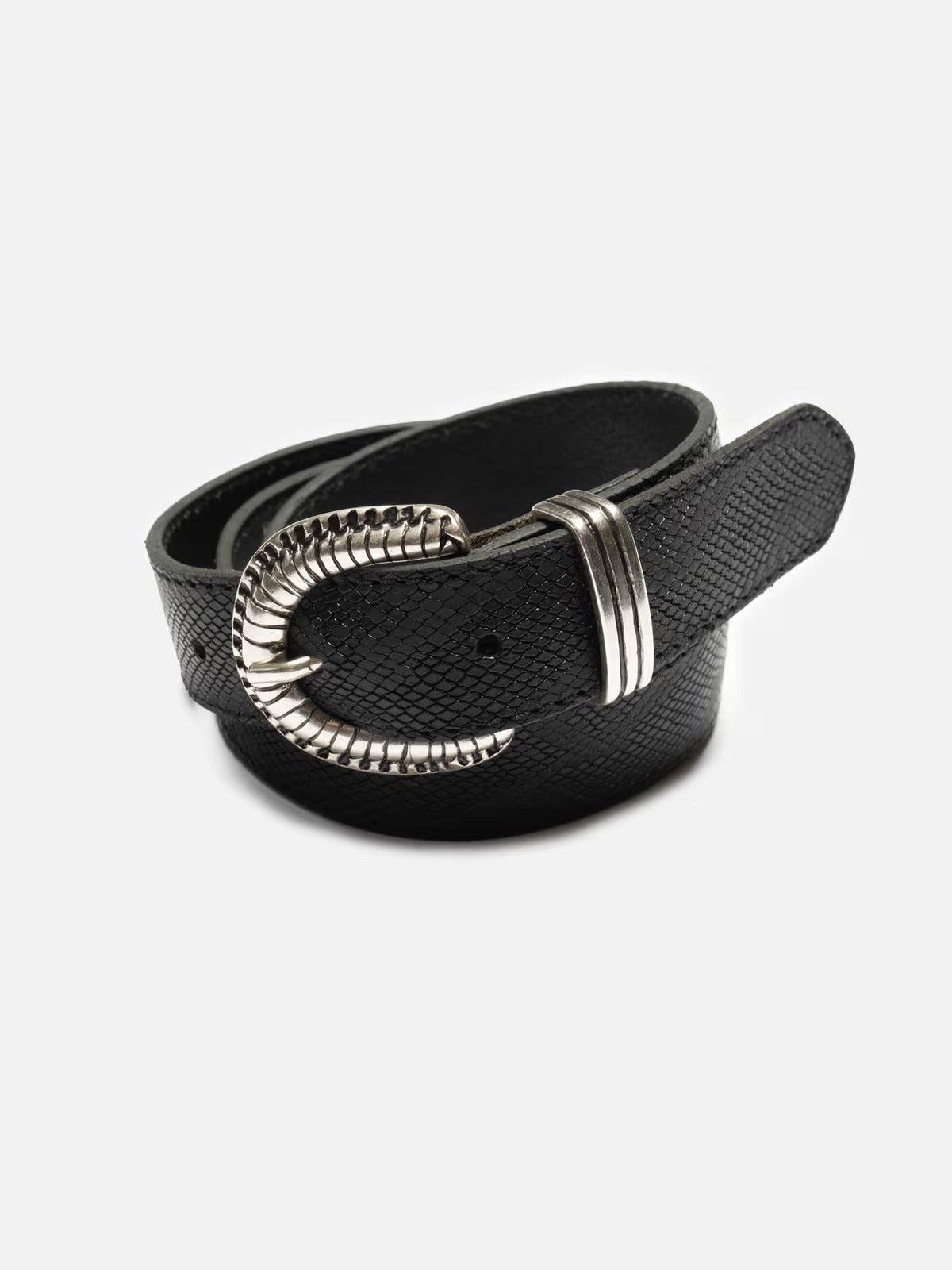 Faux Reptile Leather Belt Black 蛇紋西部黑色皮帶