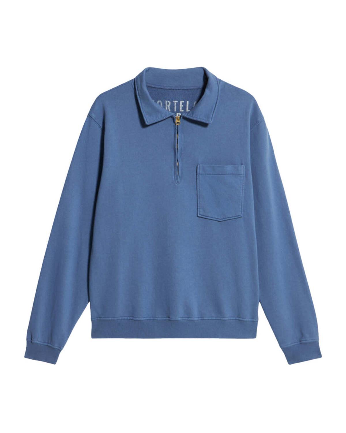 Yale Sweatshirt Cotton Colletto E Zip Indaco 藍染耶魯大學半拉鍊長袖運動衫