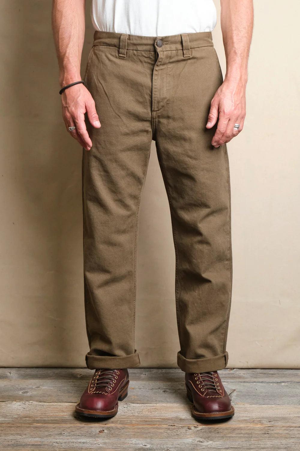 Deck Pant Slub Army Green 14oz 軍綠色粗紡甲板長褲