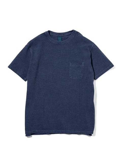 S/S INDIGO PIQUE POCKET TEE 5.5oz 立體織紋藍染短袖T