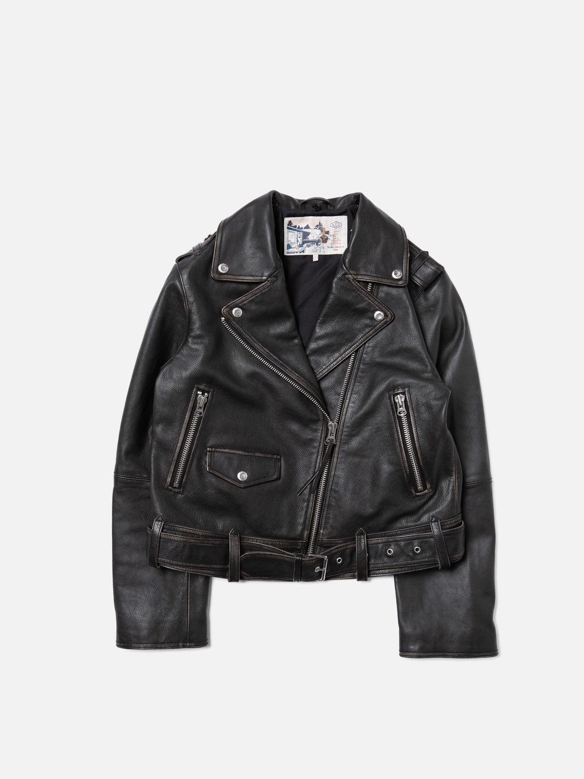 Greta Biker Leather Jacket Black 女版黑色作舊重磅騎士皮衣