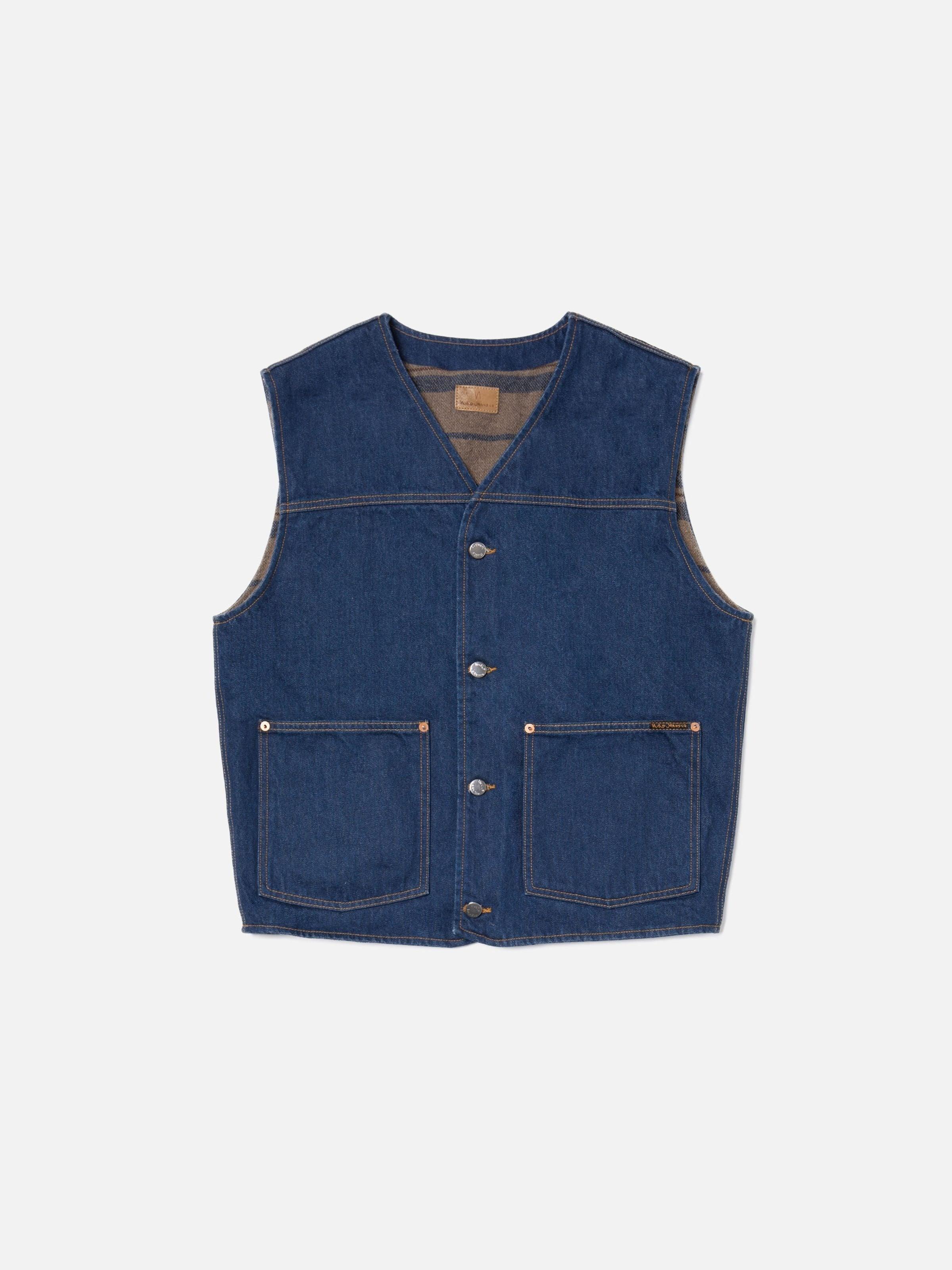 Harry Rinse Denim Vest Dark Blue 復古藍鋪棉丹寧背心