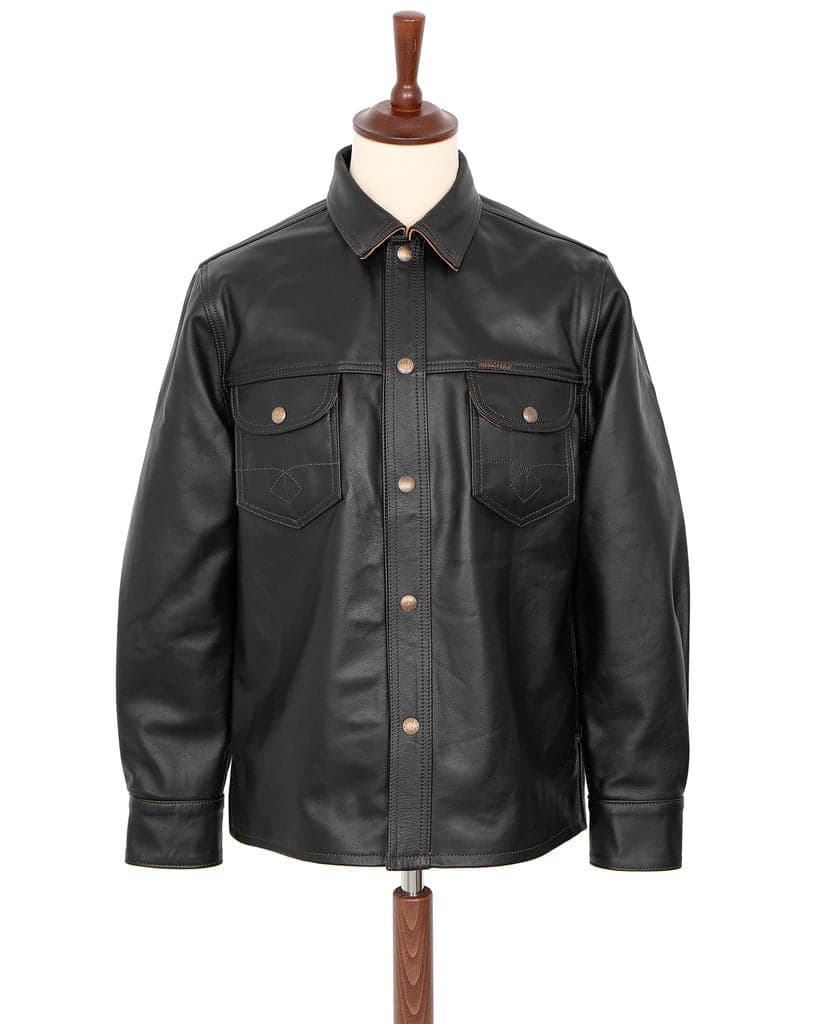 Copeland Shirt Jacket Black Leather Teacore／表染茶芯牛皮 襯衫外套