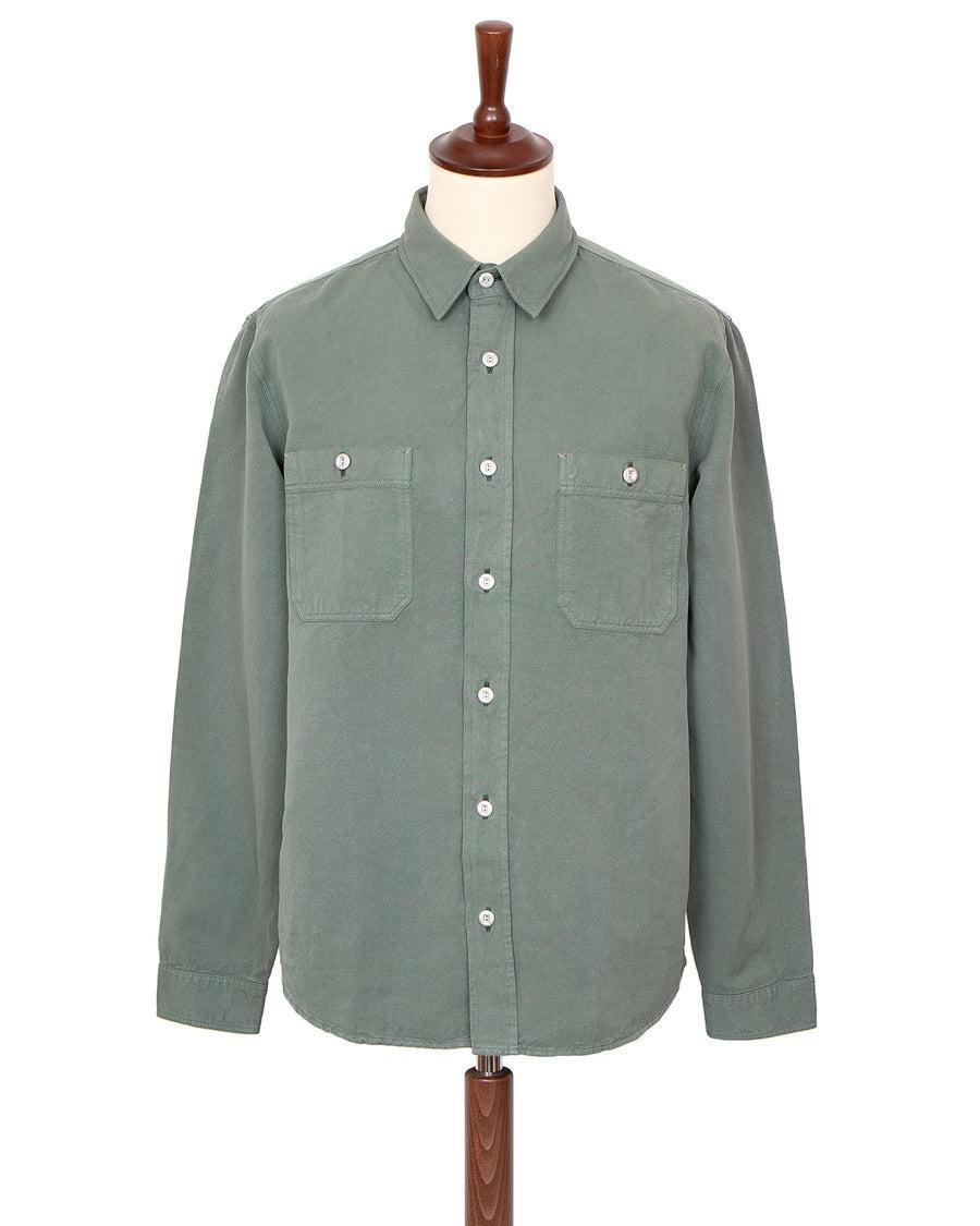 McAllen Shirt Cotton & Linen Sage 棉麻混紡丹寧襯衫