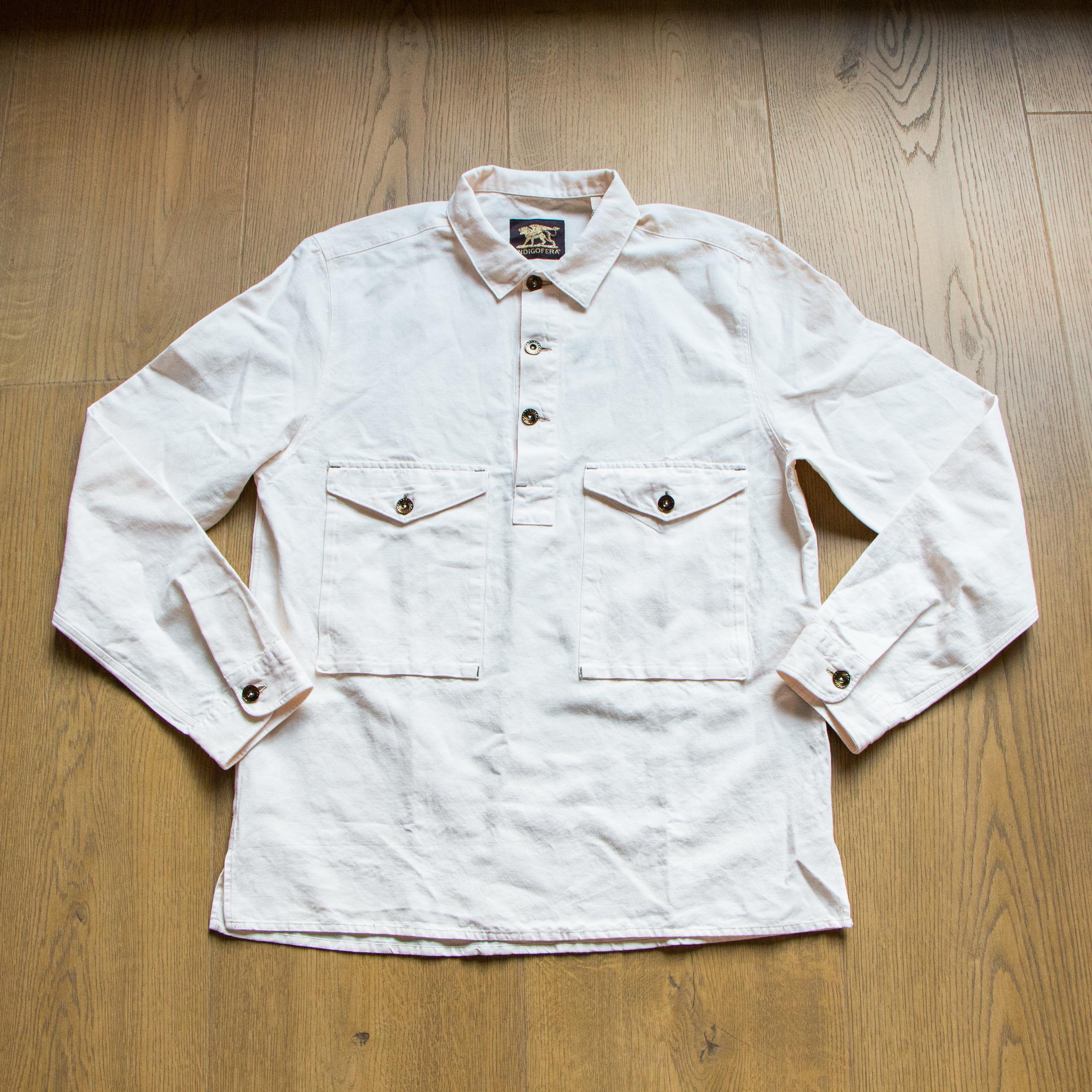 Terrence Cotton & Linen Pullover Shirt Cocatoo 棉麻混紡半門襟套頭襯衫