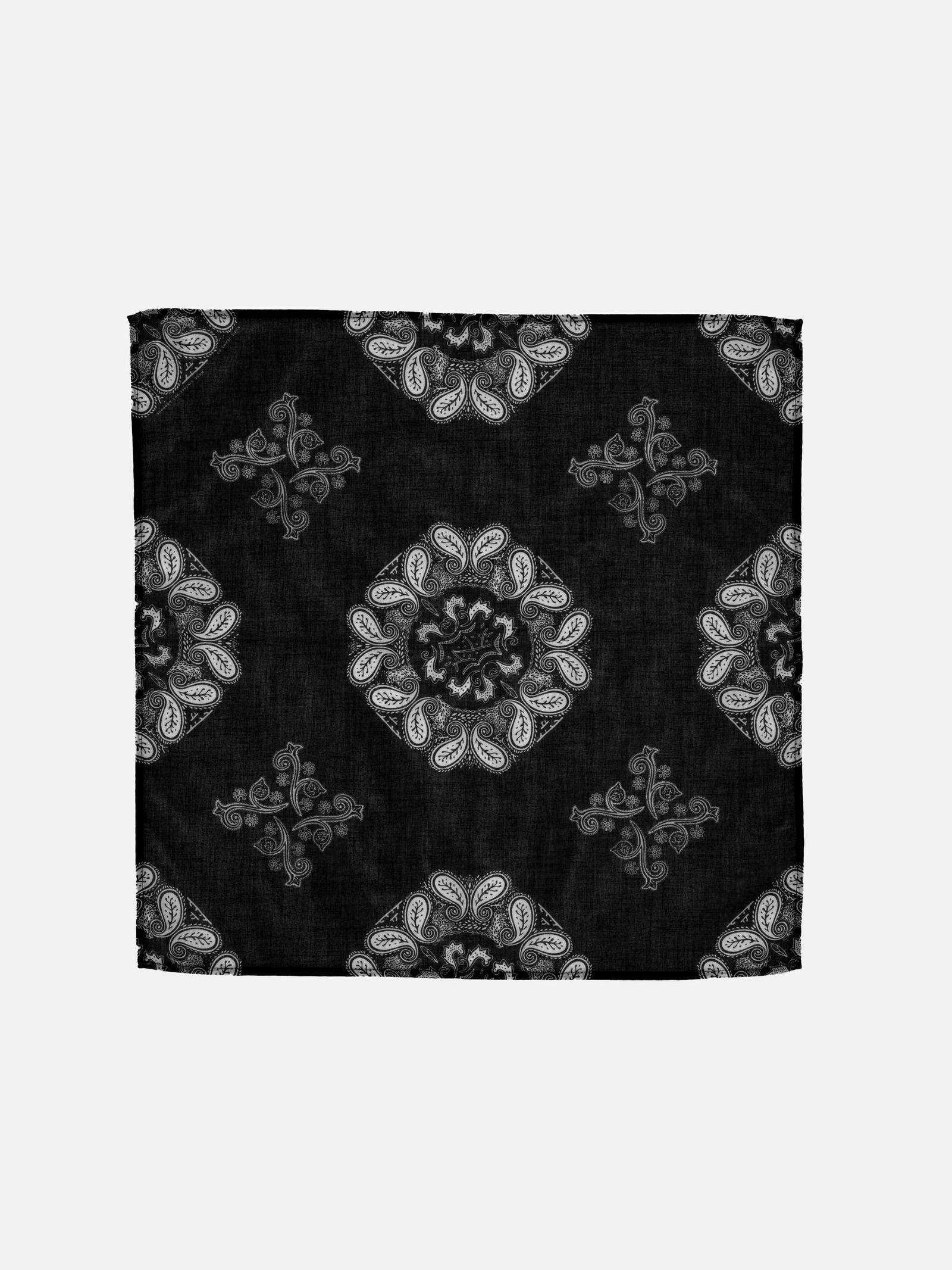 Ingrid Bandana Paisley Black 變形蟲府絲綢領巾