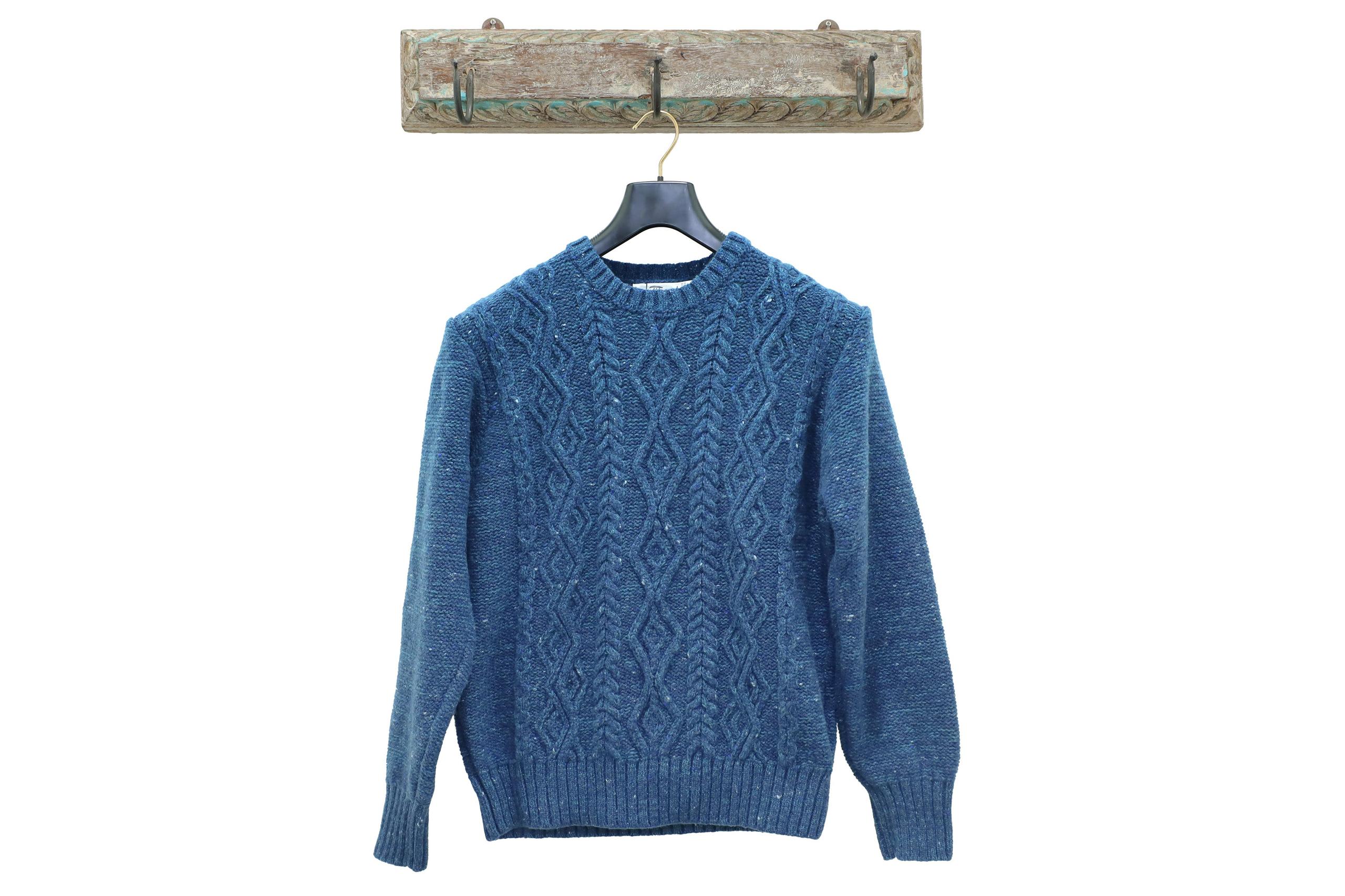 【Inis Meáin】Aran Crew Neck Quilty 土耳其藍喀什米爾阿蘭毛衣