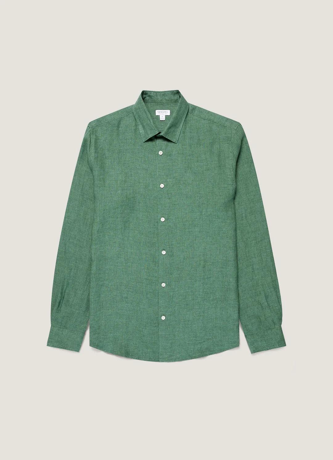 Linen LS Shirt Bright Green 青綠色亞麻長袖襯衫