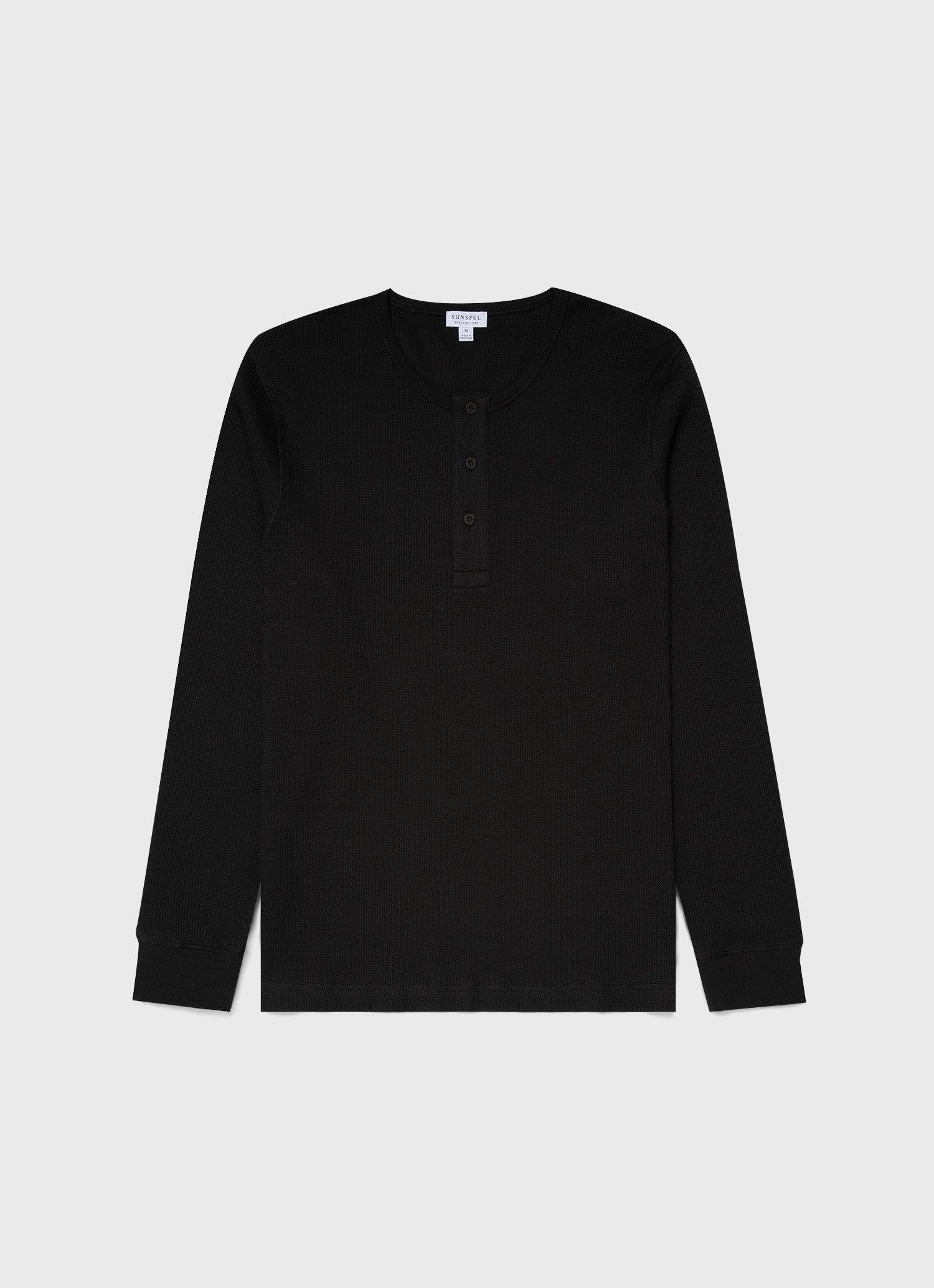 Supima Long Sleeve Waffle Henley Coffee 深咖啡頂級匹馬棉格紋亨利領長袖
