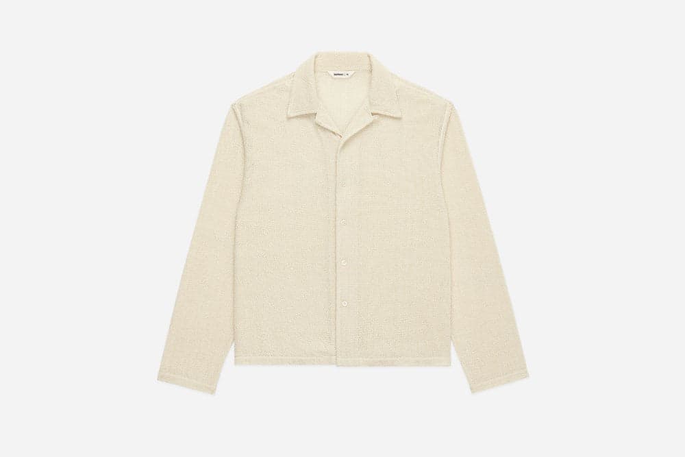 Loop Collar Shirt Ecru Mesh 米白色手織感網布古巴領開襟衫