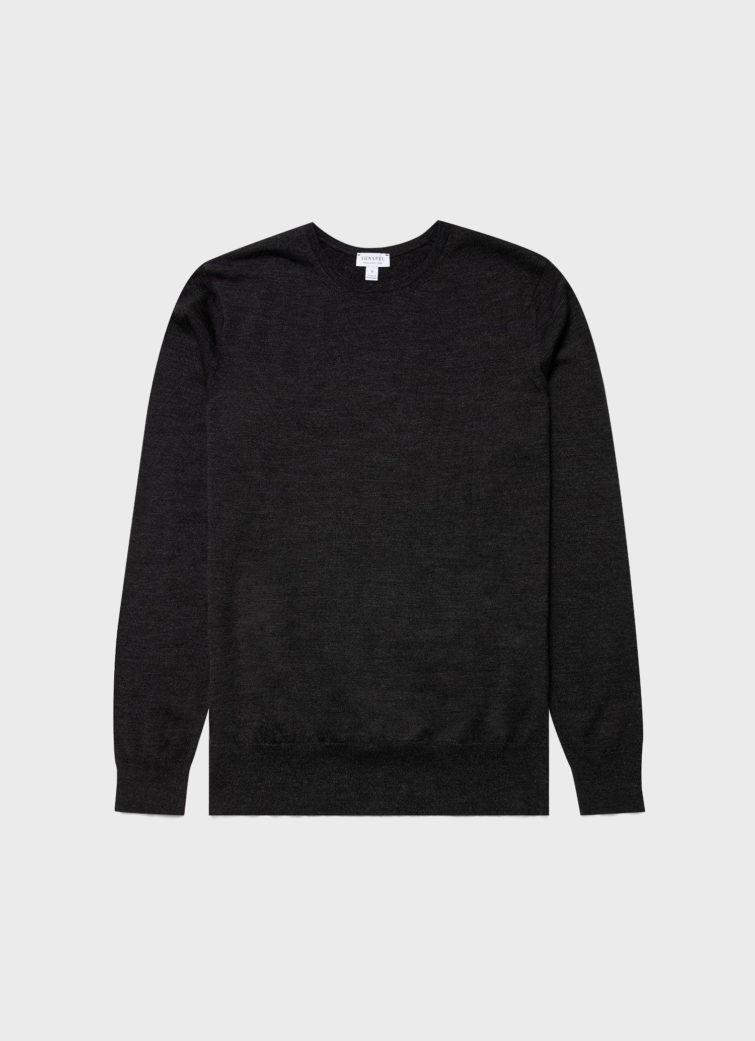 Extra Fine Merino Crew Neck Jumper Charcoal Melange 炭灰色極細美麗諾羊毛圓領毛衣