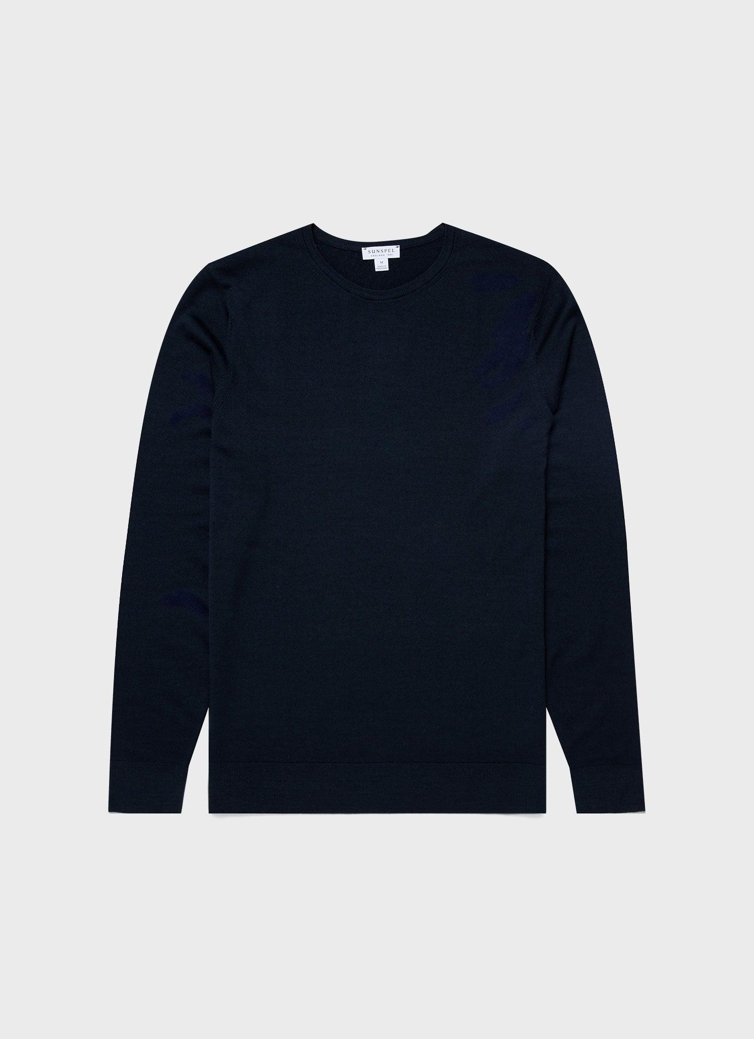 Extra Fine Merino Crew Neck Jumper Light Navy 海藍色極細美麗諾羊毛圓領毛衣