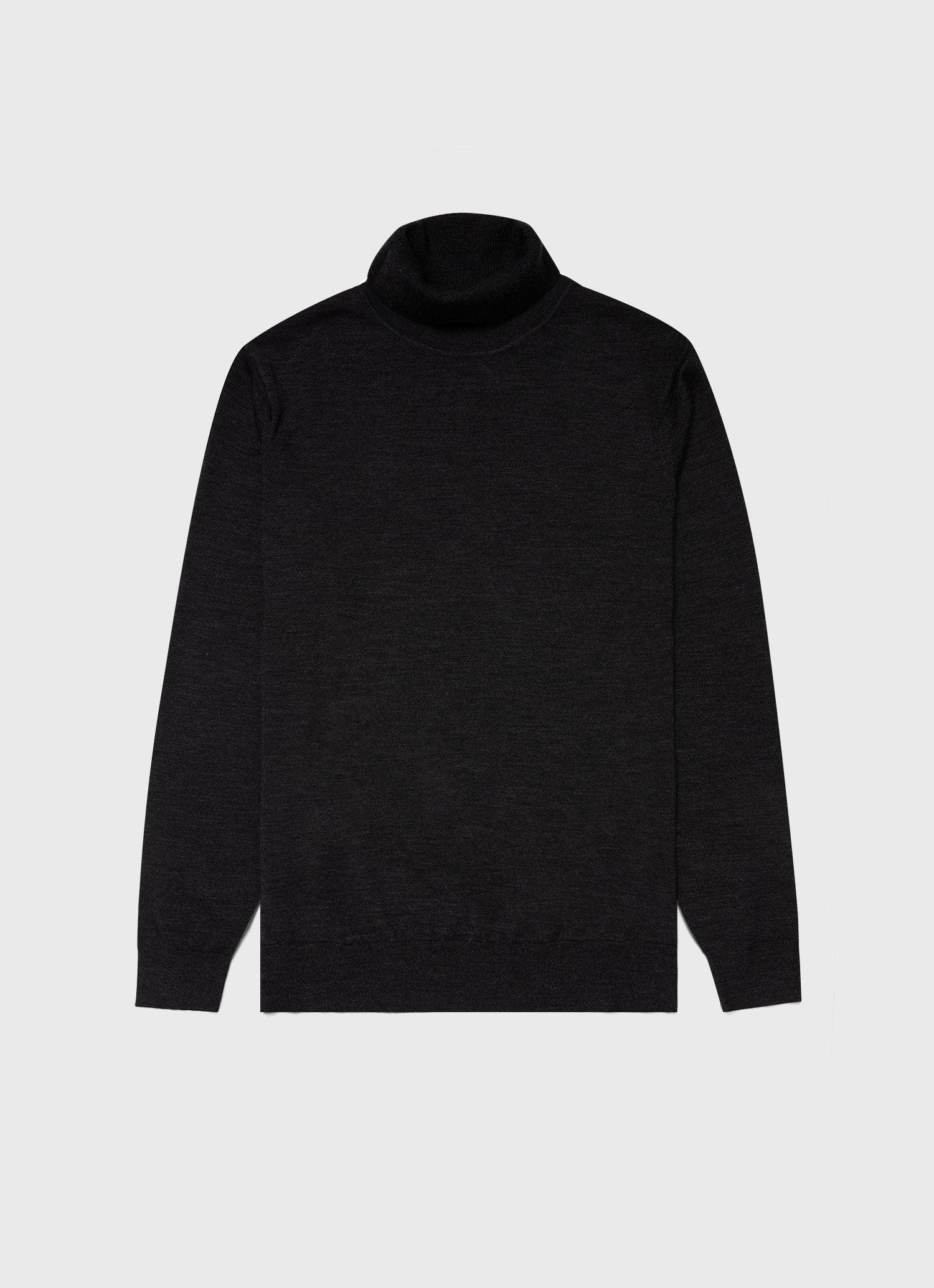 Extra Fine Merino Roll Neck Charcoal Melange 炭灰色極細美麗諾羊毛高領毛衣