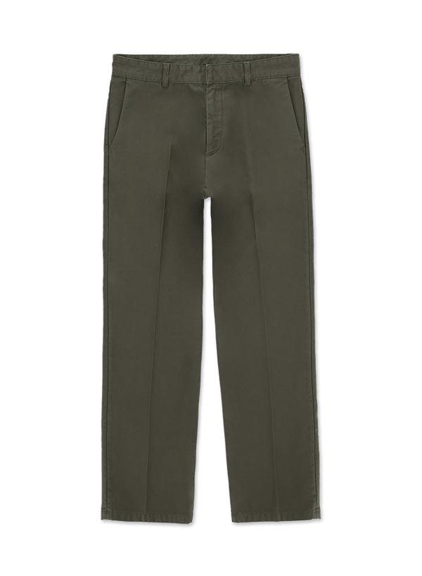 Maine Reversed Cotton Canvas Trousers Green 復古綠義大利製深海藍直筒休閒褲