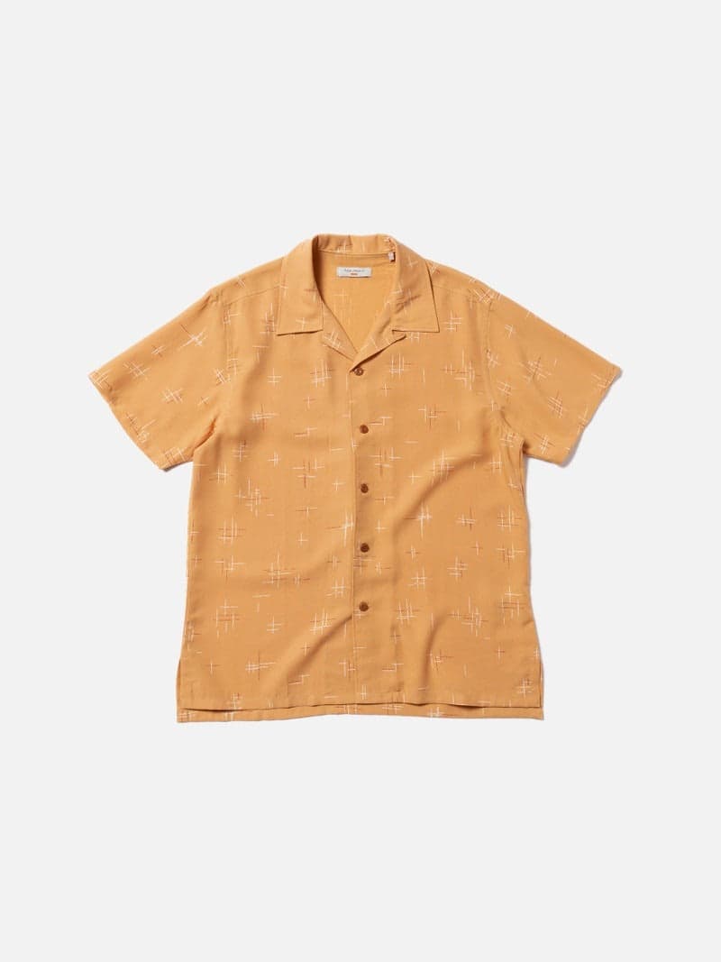 Arvid 50s Hawaii Shirt Ochre 復古天絲夏威夷襯衫