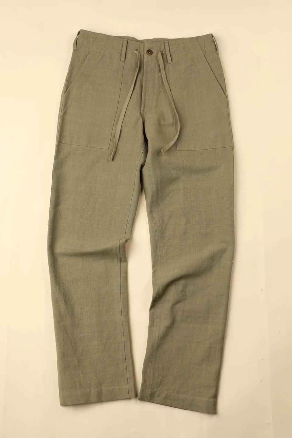 【INDI+ASH】OBELISK PANT - Powerloom Canvas Sage 天然植物綠染軍裝長褲