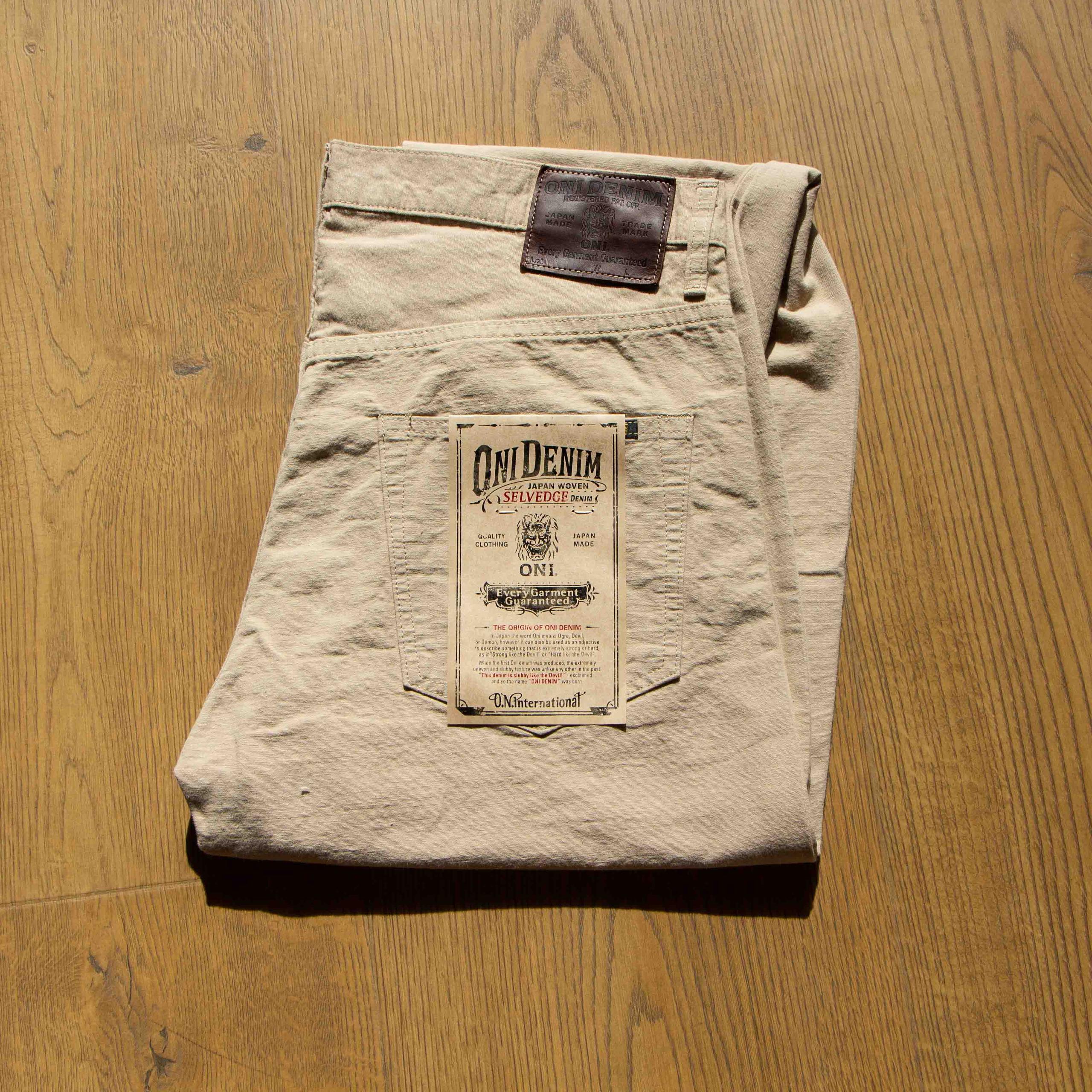 266-8SVCBE Beige Selvedge Chambray 復古米色布邊水手布寬鬆直筒牛仔褲