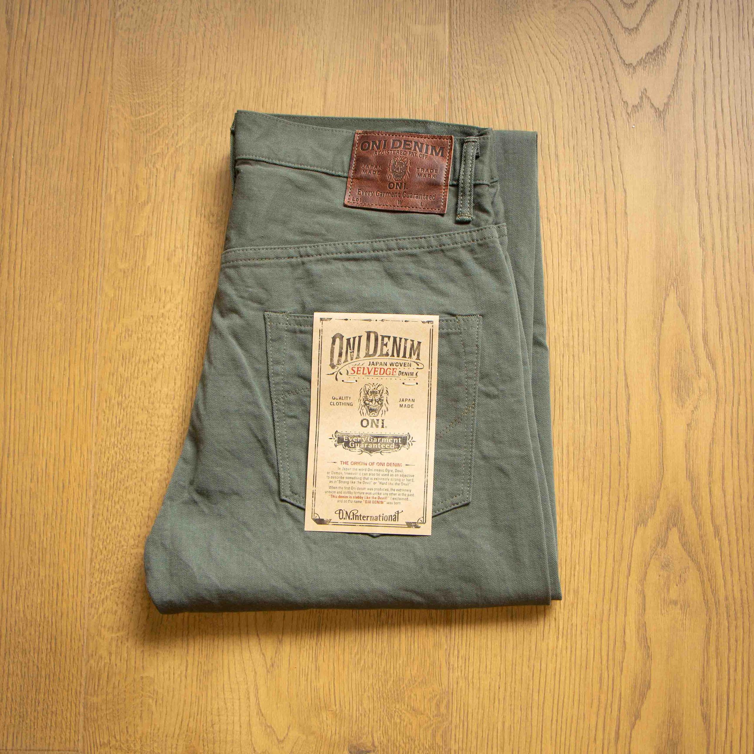 266-SVC-GOL Gray Olive Selvedge Chino 復古橄欖色布邊斜紋寬鬆直筒牛仔褲