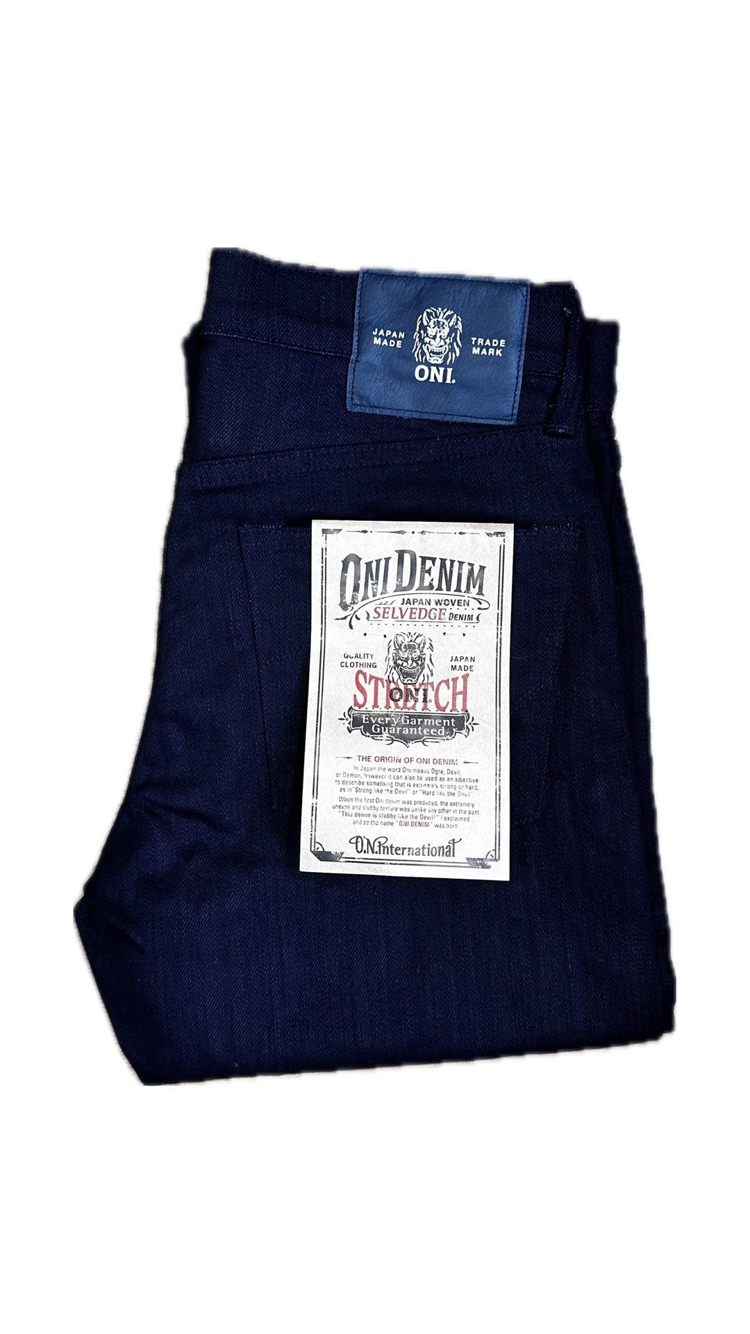ONI-526S-IDBK Indigo×Black 11oz Power Stretch Denim Semi Tight Straight 藍黑雙染 輕量布料 彈性小直筒