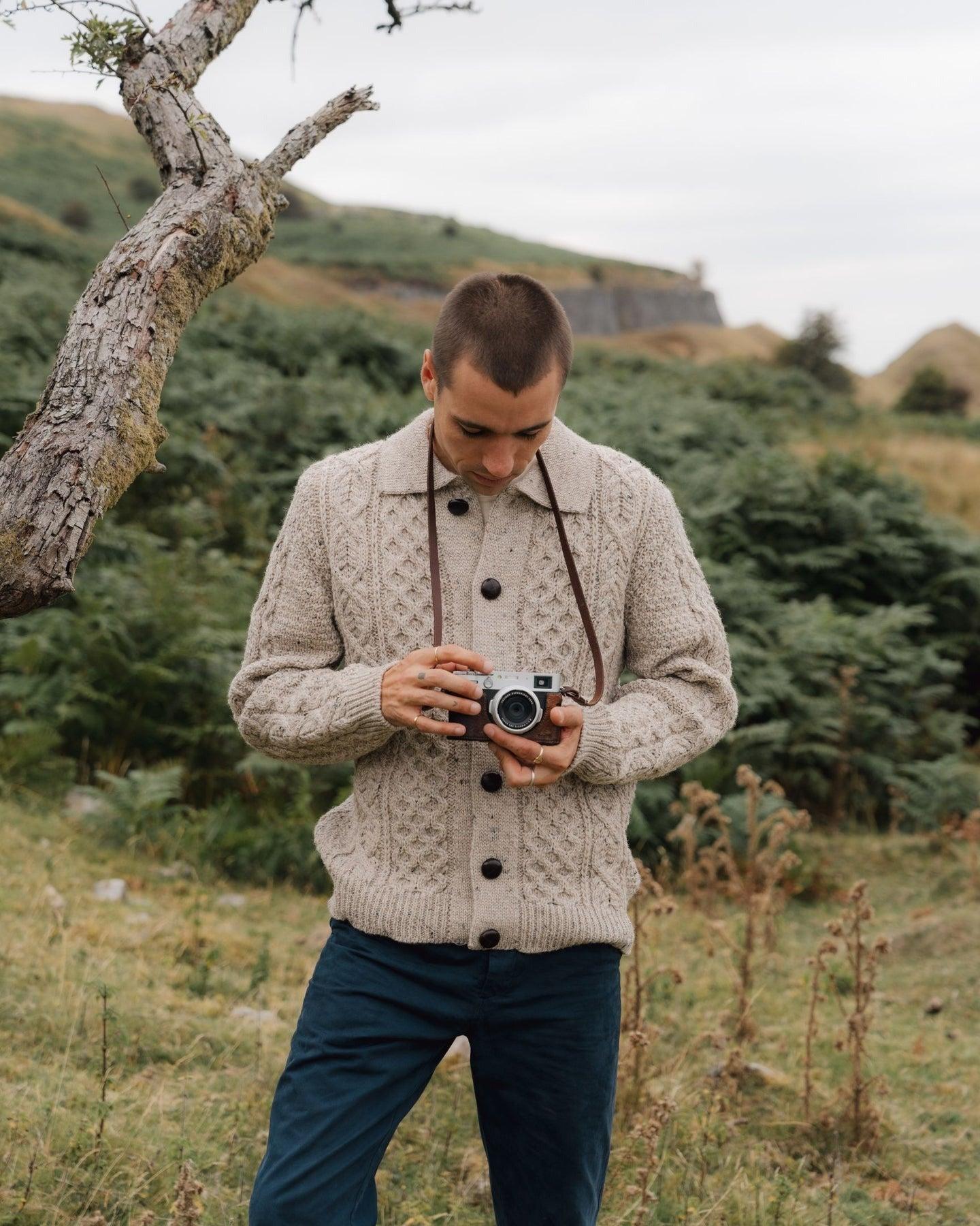 Hudson Aran Cardigan Skiddaw 稻稈色英國羊毛阿蘭麻花開襟衫