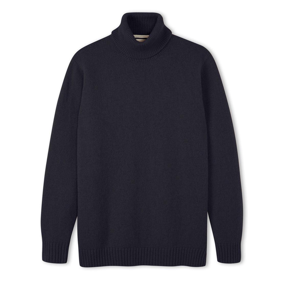 Makers Stitch Polo Neck Sweater Navy 海藍色水洗美麗諾高領毛衣
