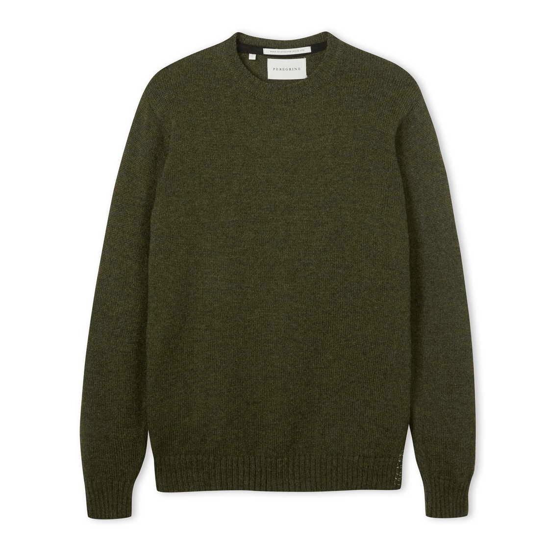 Makers Stitch Crew Sweater Olive 綠色水洗美麗諾圓領毛衣
