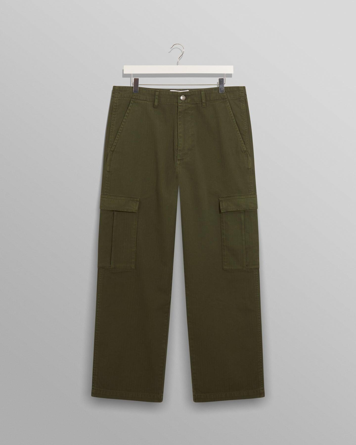 Santo Cargo 魚骨紋布料 工作褲 軍綠色