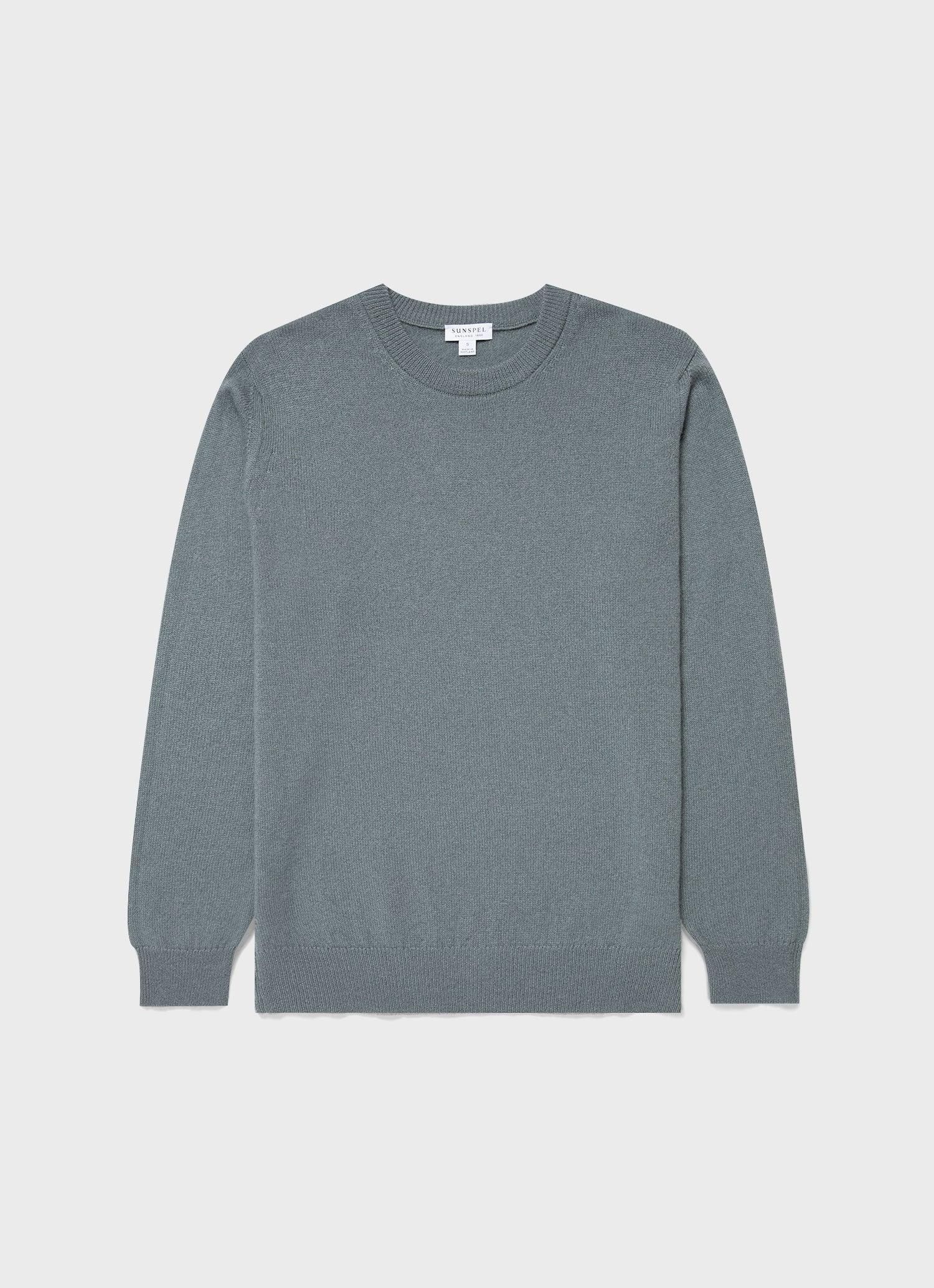 Crew Neck Sweater 喀什米爾圓領毛衣煙藍色