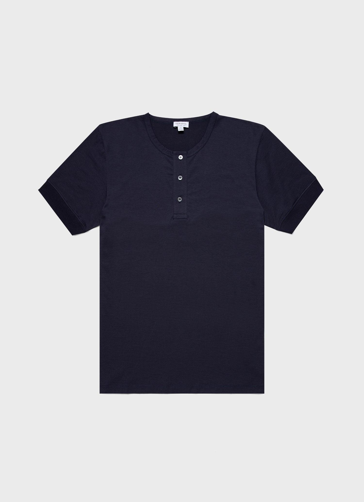 Henley T-Shirt Navy 海藍色頂級匹馬棉蔚藍海岸短袖亨利領