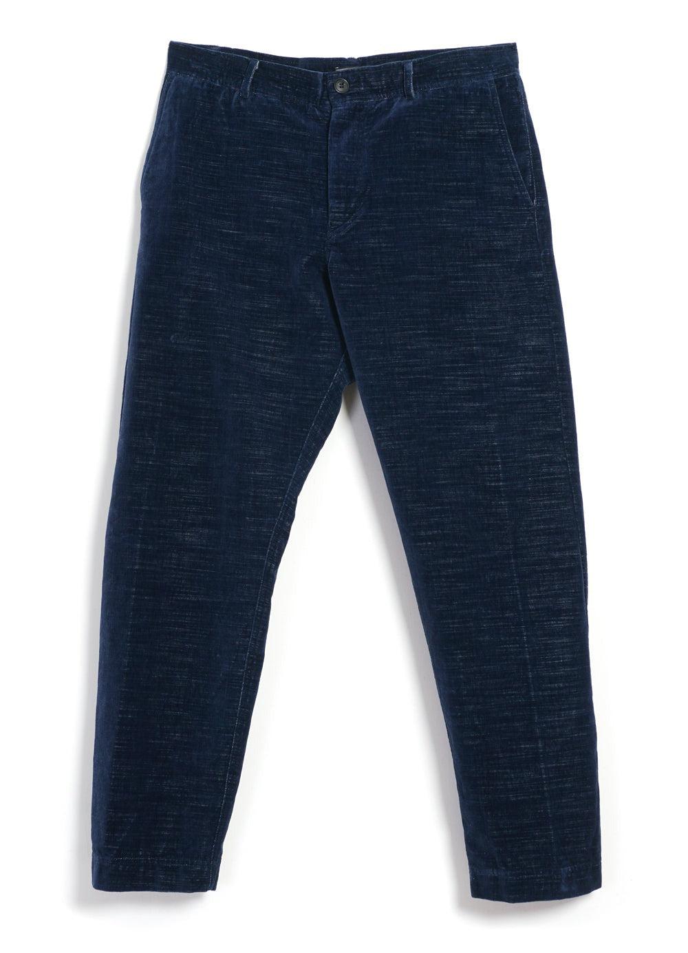 TYGE WIDE CUT CROPPED TROUSERS VELVET INDIGO 藍染天鵝絨 立體剪裁 寬鬆錐形褲