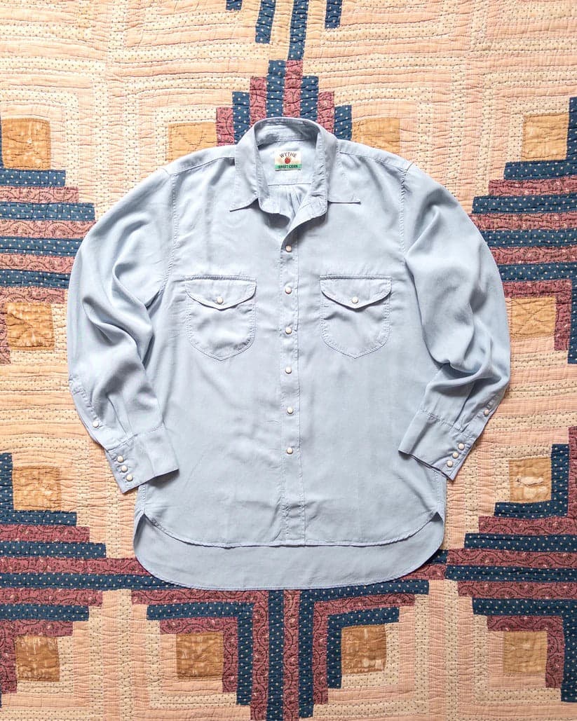 Tencel Pearlsnap Shirt - Faded Bench Blue 褪天藍色天絲西部襯衫