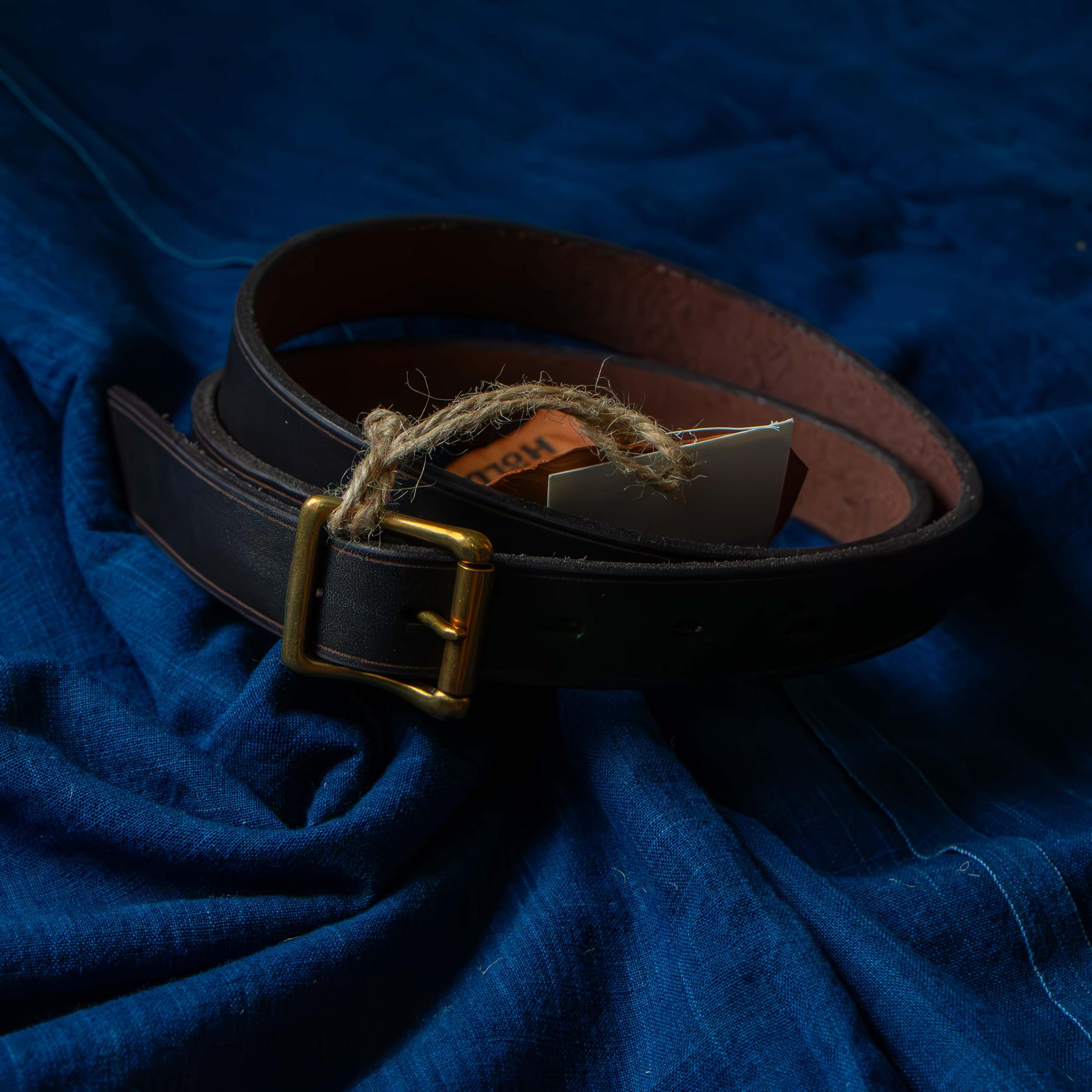 Leather Garrison Belt Narrow Black 茶芯牛皮窄版皮帶黑色